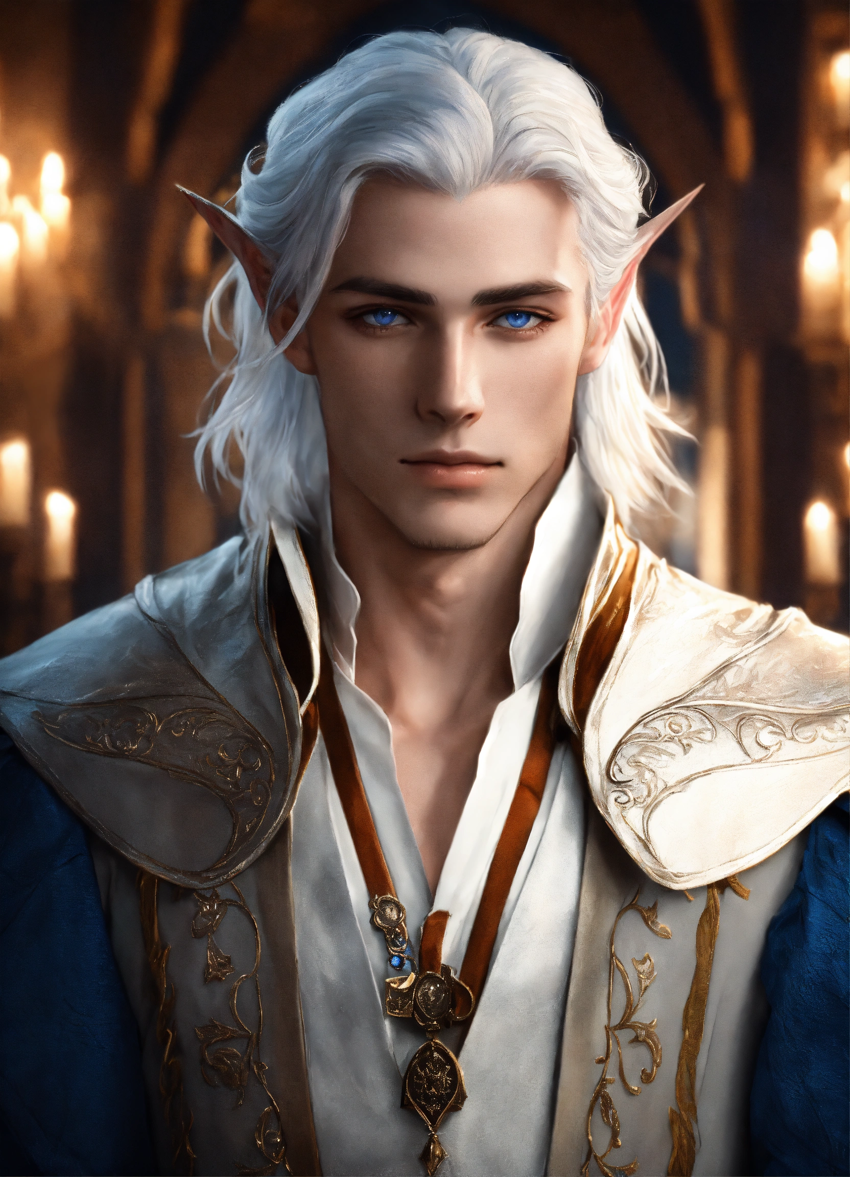 Lexica - Beautiful young man, shoulder-length white hair, blue eyes ...