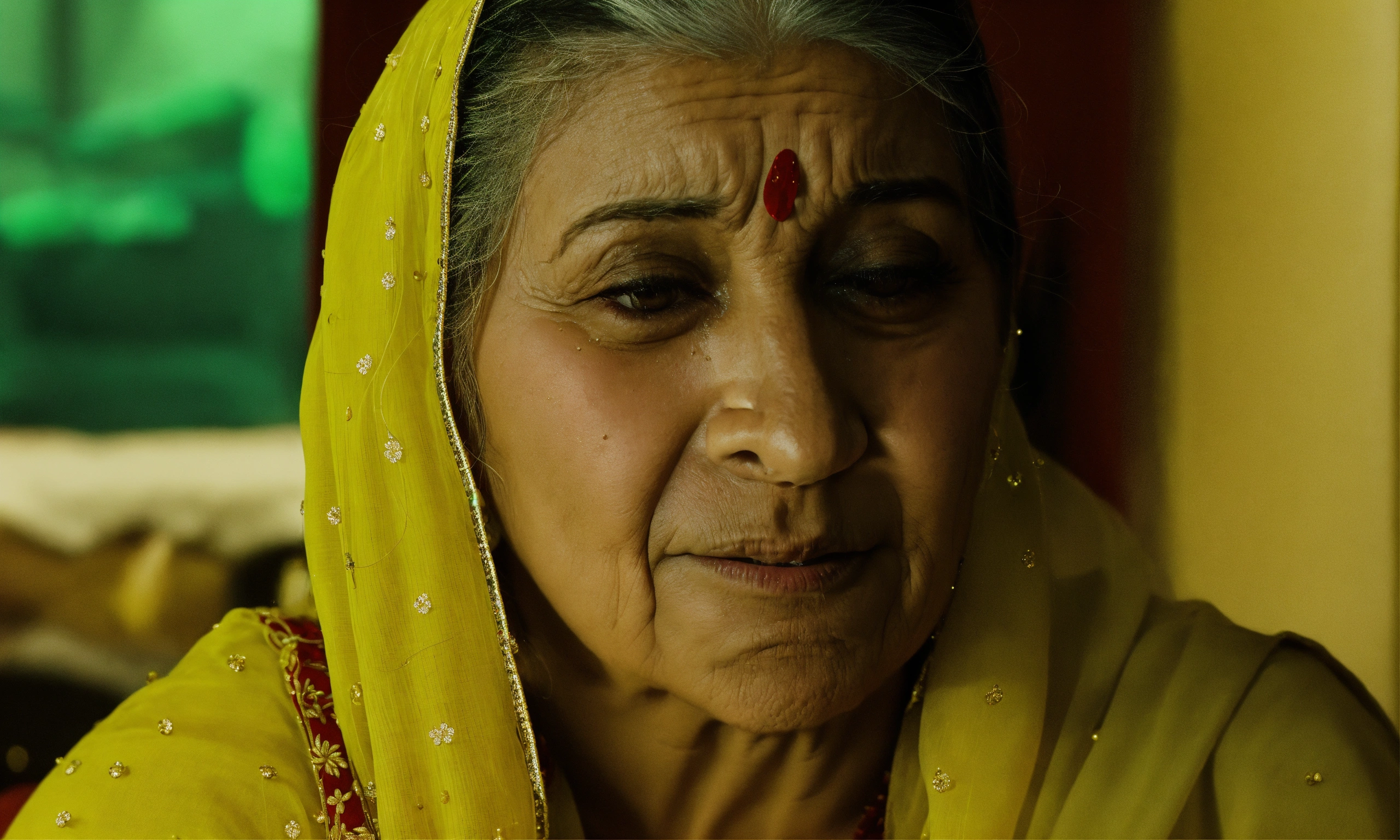 Lexica - Hearing this, the old woman raised her eyes and started crying ...