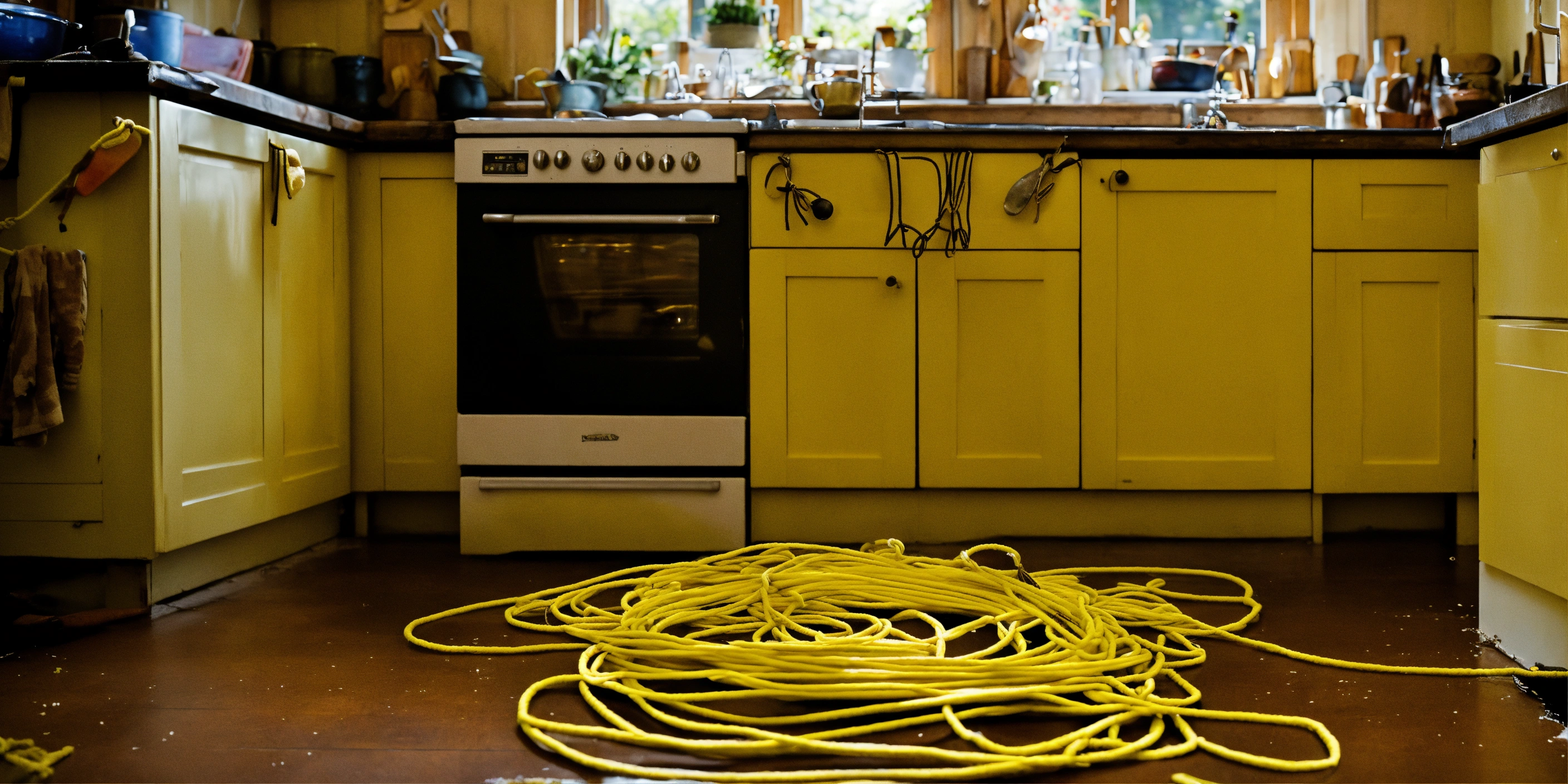 Lexica - Loose clothesline ropes in the kitchen of a typical old ...