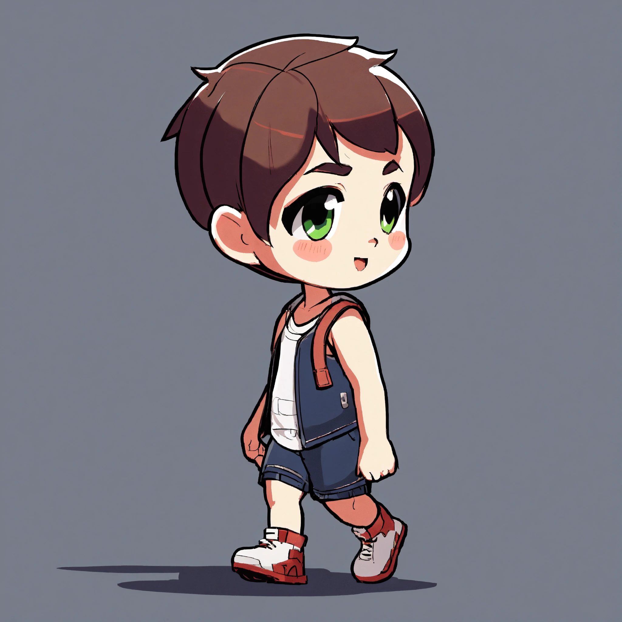 Lexica - Short haired girl wearing tank top and shorts, walking, game ...