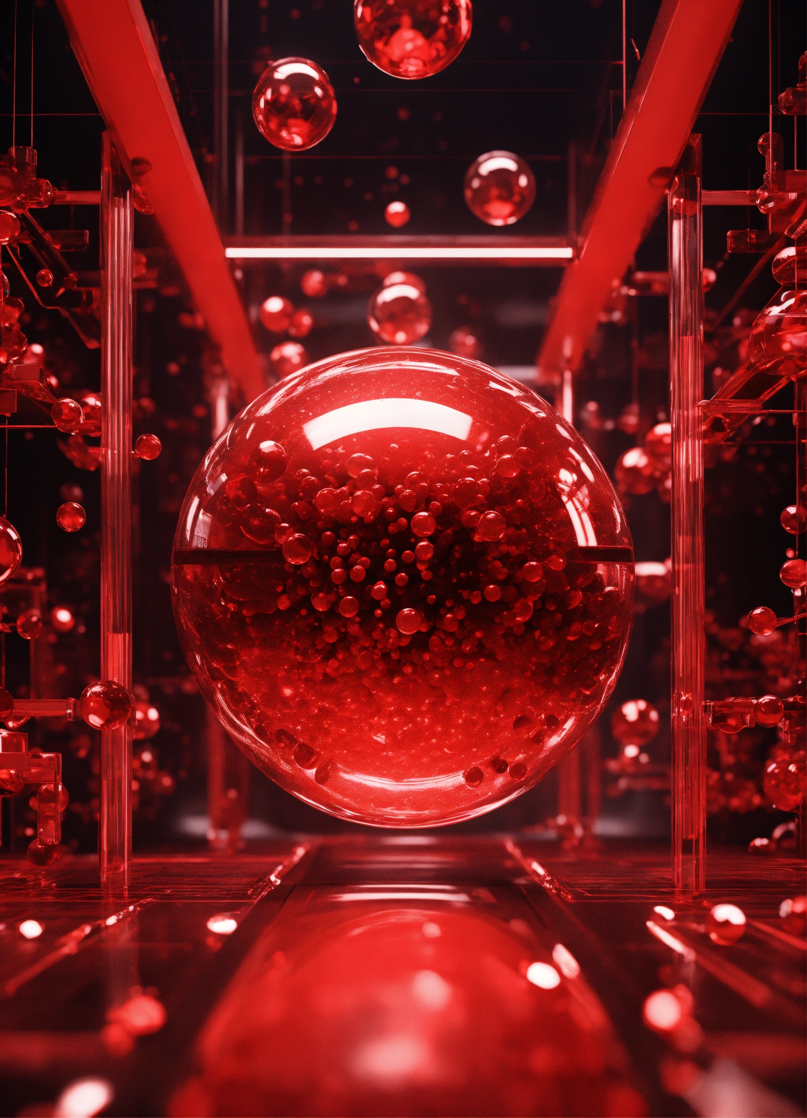 Lexica - Accelerating red molecule creates futuristic 3d perspective effect