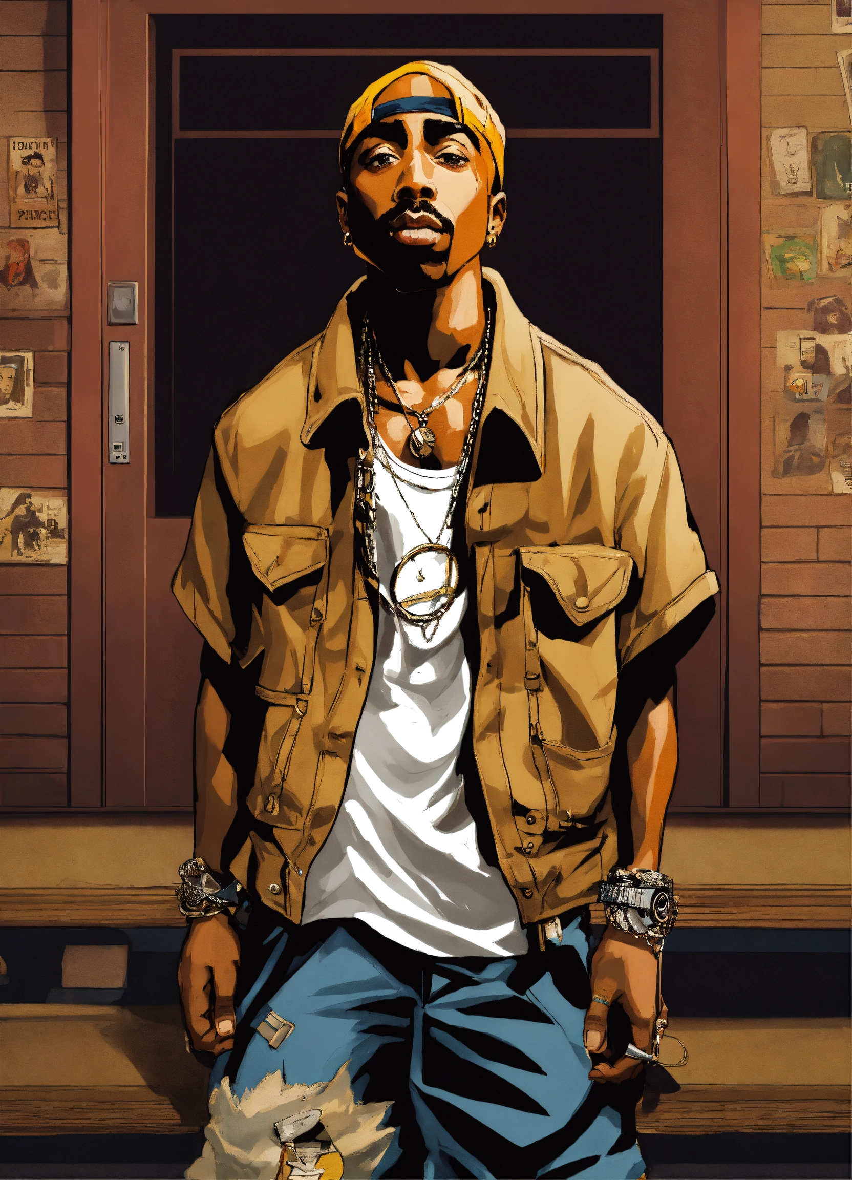 Lexica - Hip hop art style 2 pac boondocks full body