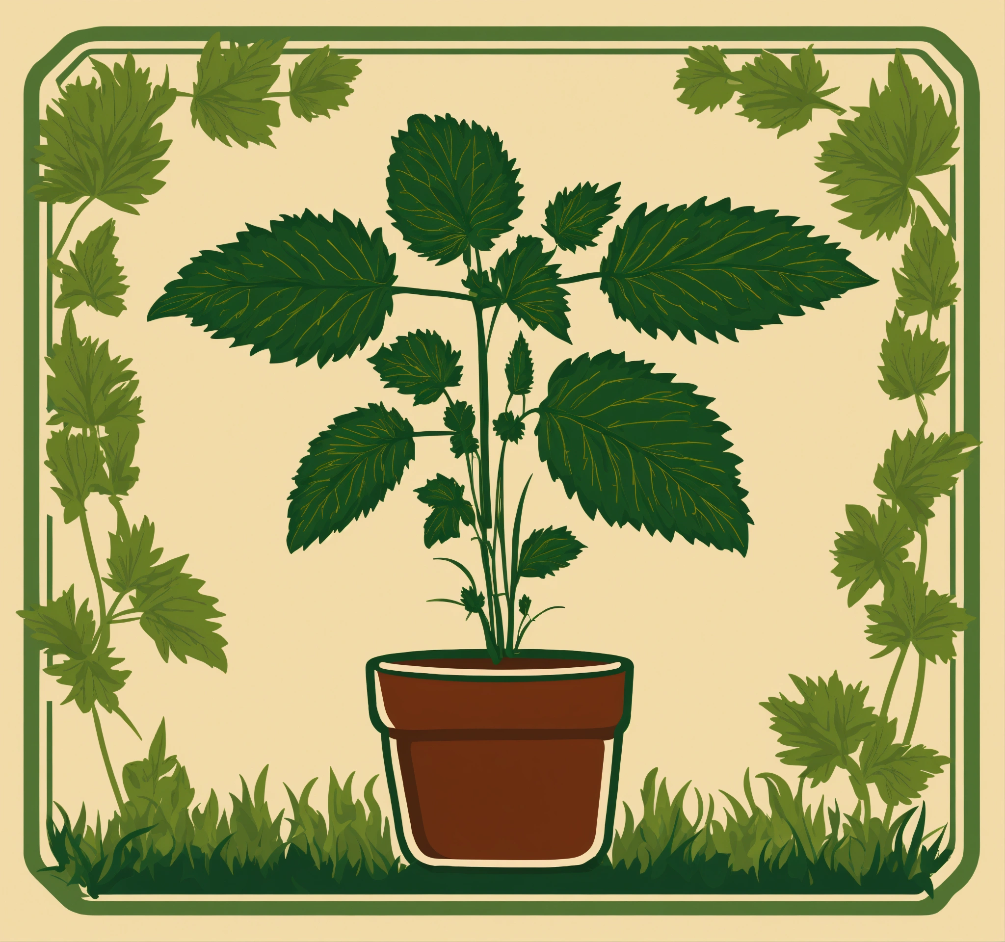 Lexica - Simple narrow nettle plant in the middle vector icon