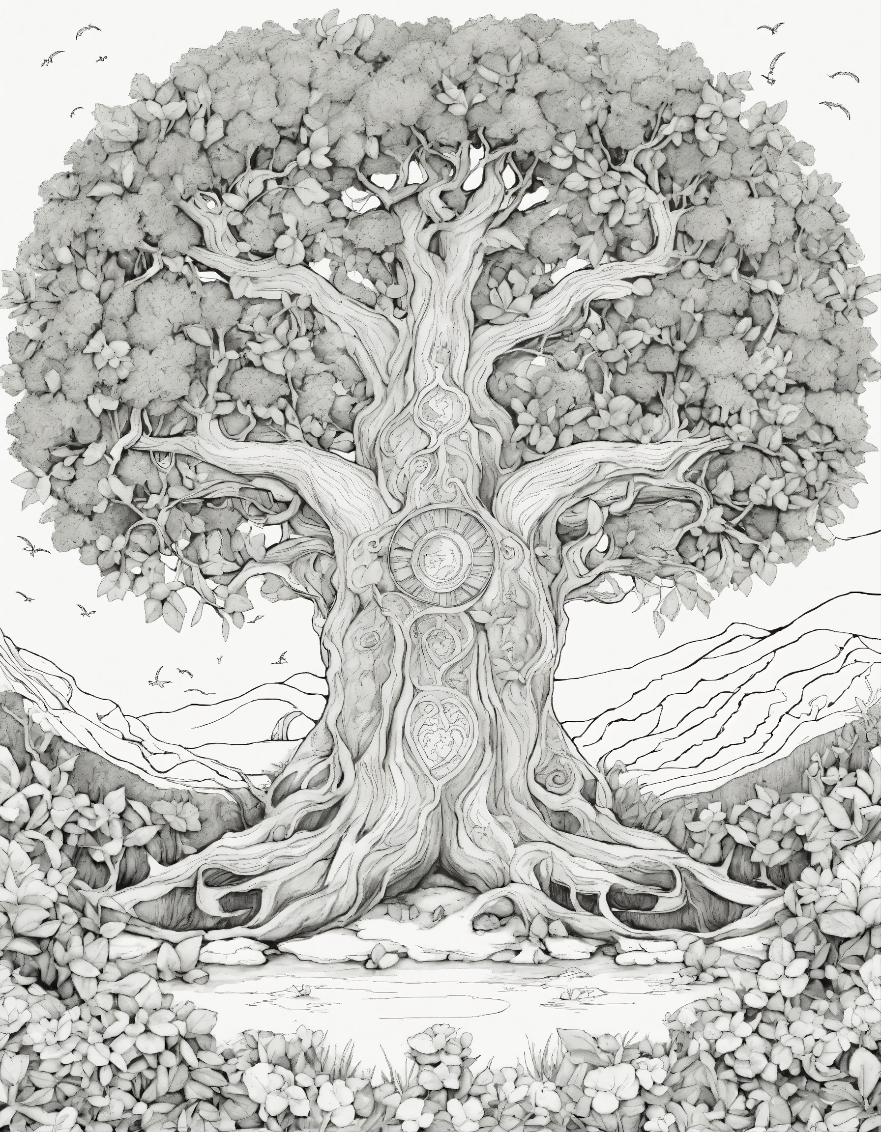Lexica - Coloring page of enchanted tree