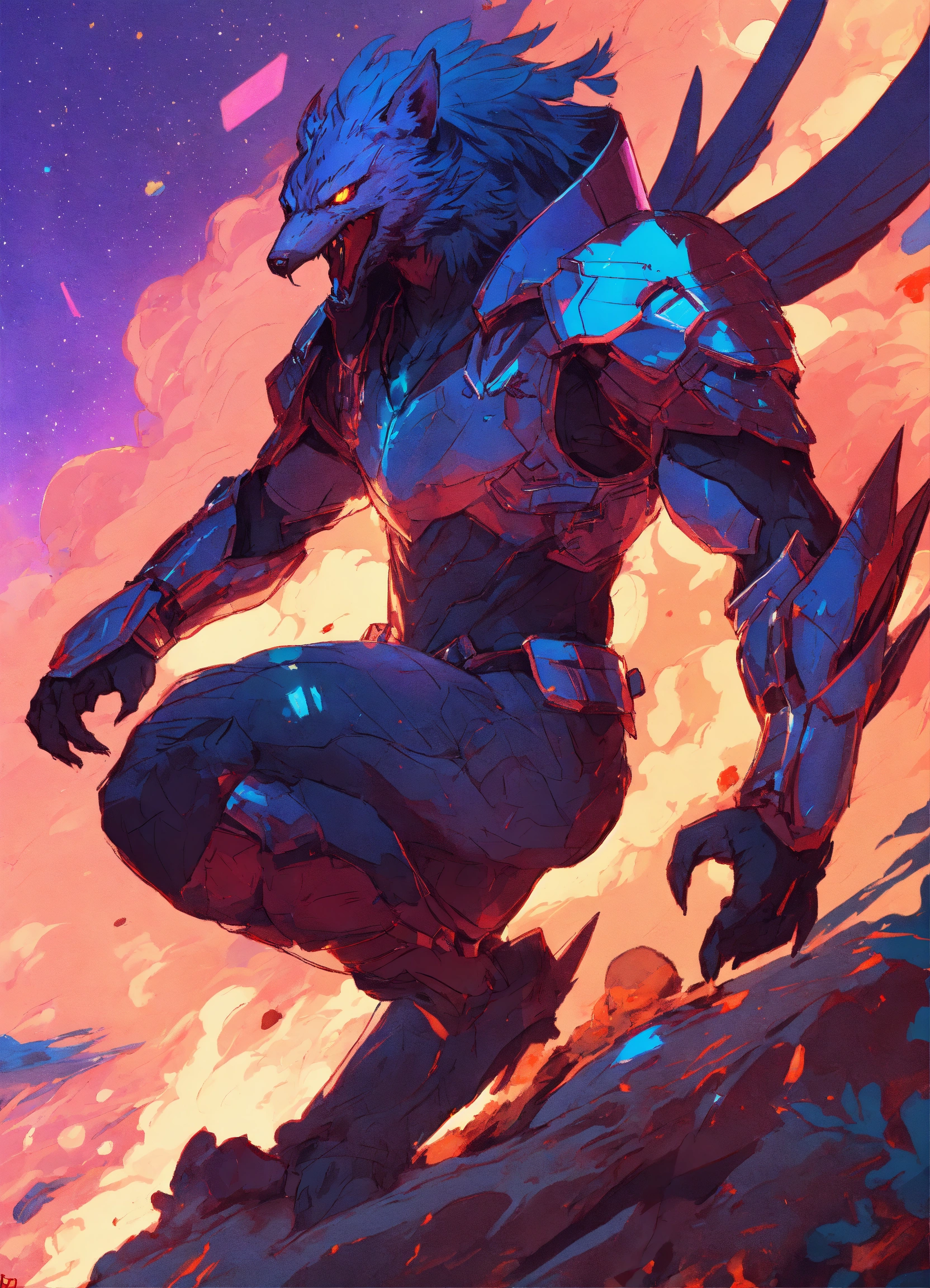 Lexica - Male werewolf raven dragon humanoid in full body photo of a ...