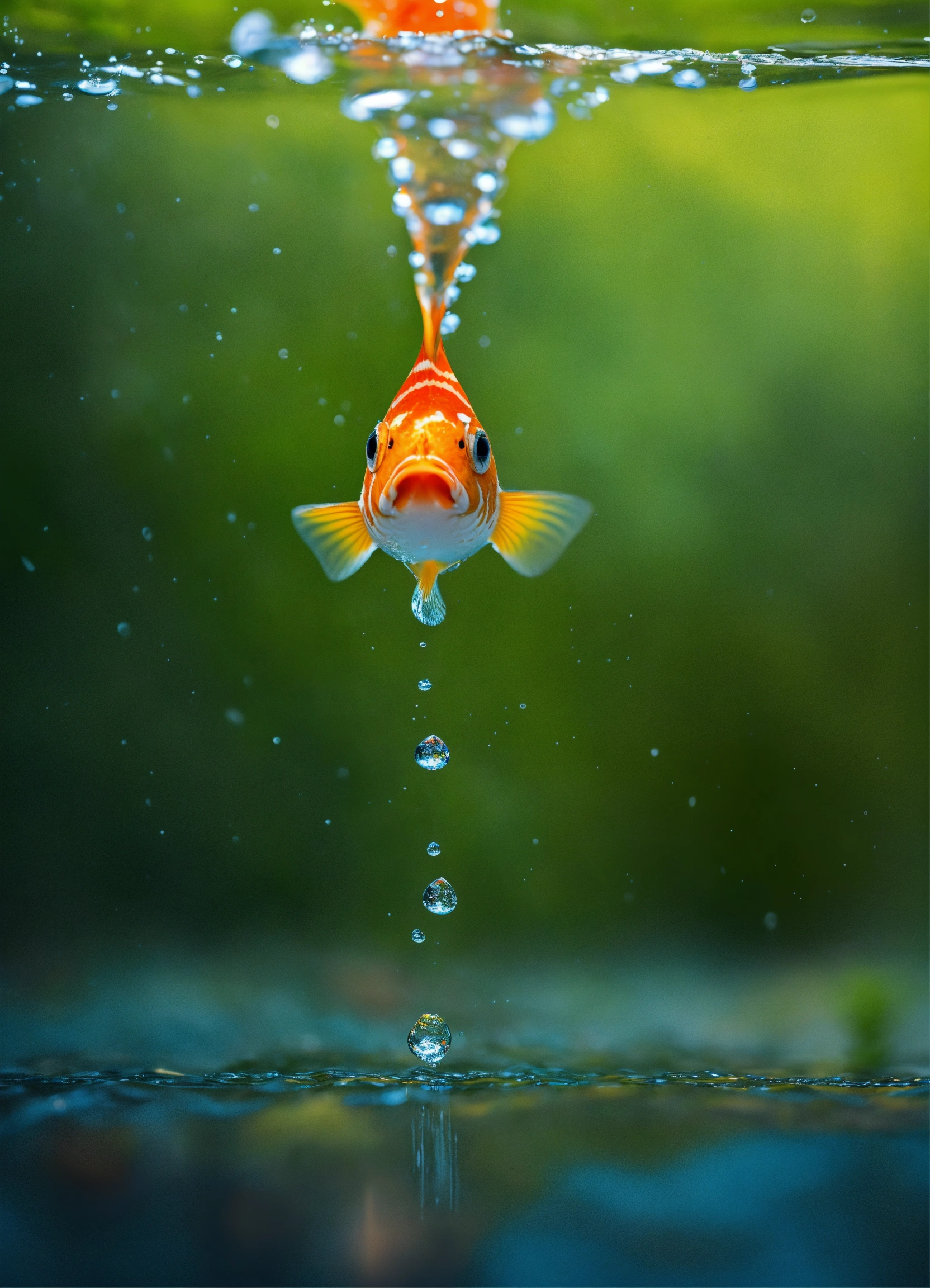 Lexica - The water drop falls below the water surface, it morphs into a ...