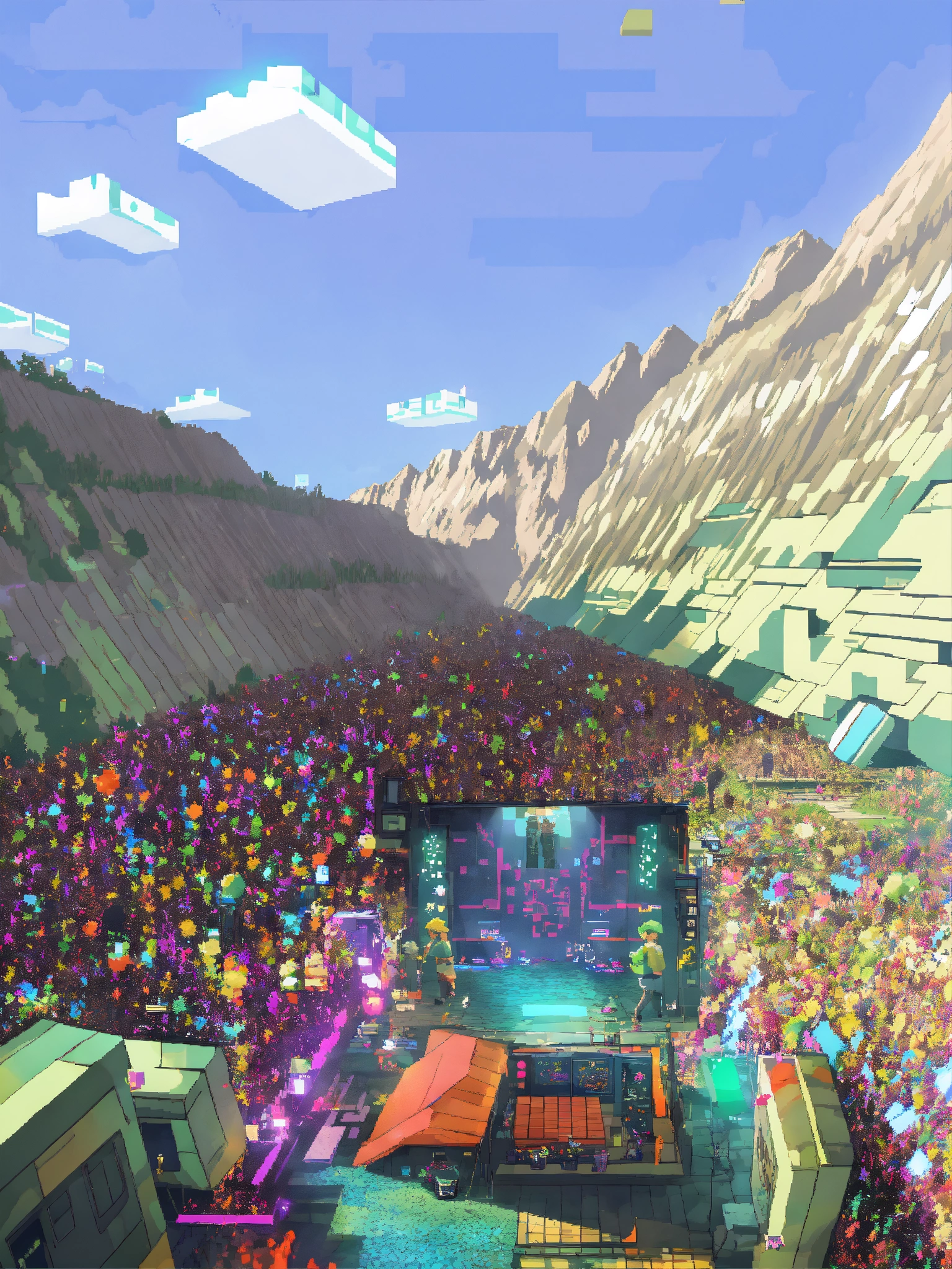 Lexica - Rave party pixelart poster