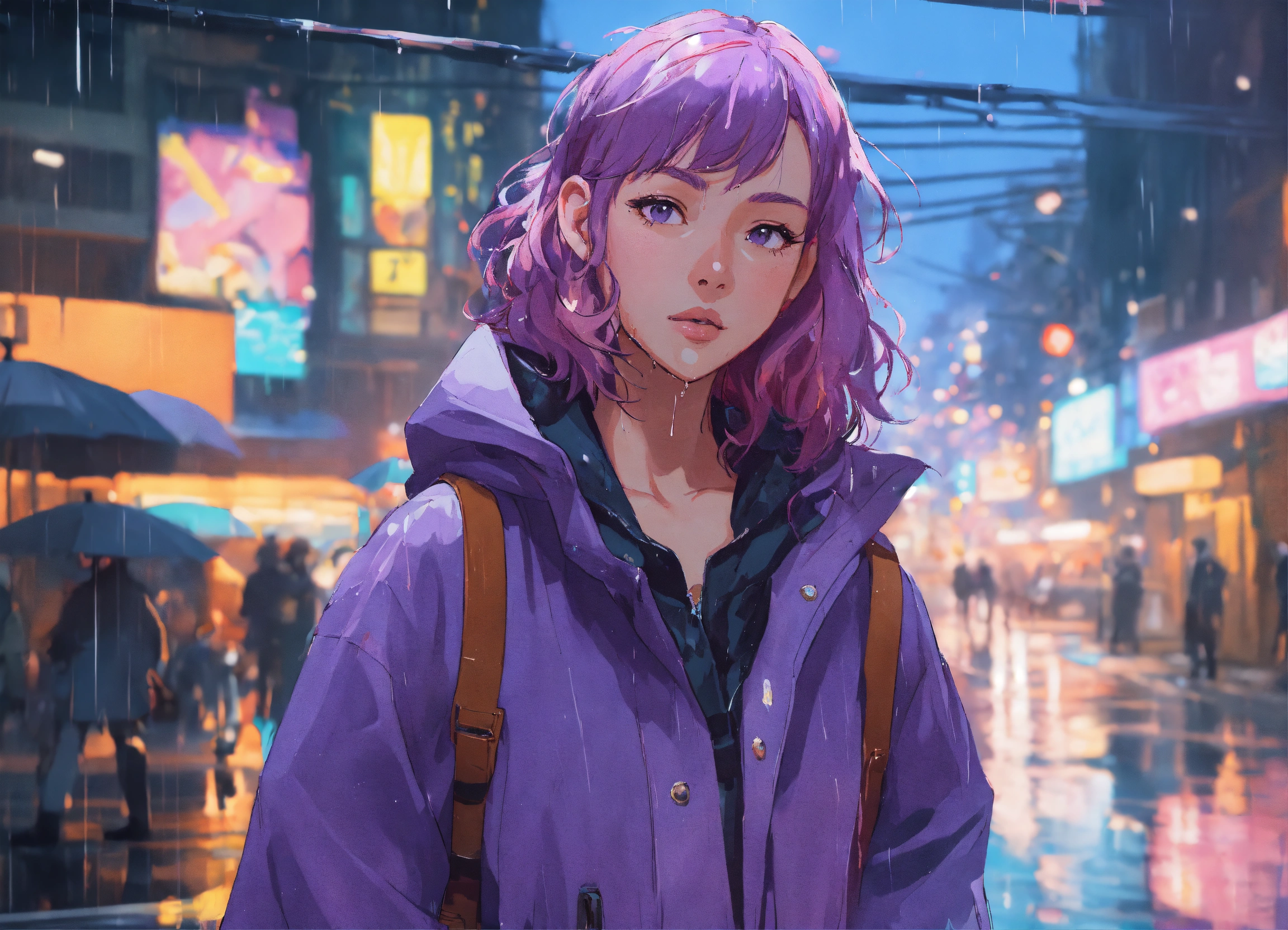 Lexica - 8k photo portrait of a stunning woman with violet hair in a ...