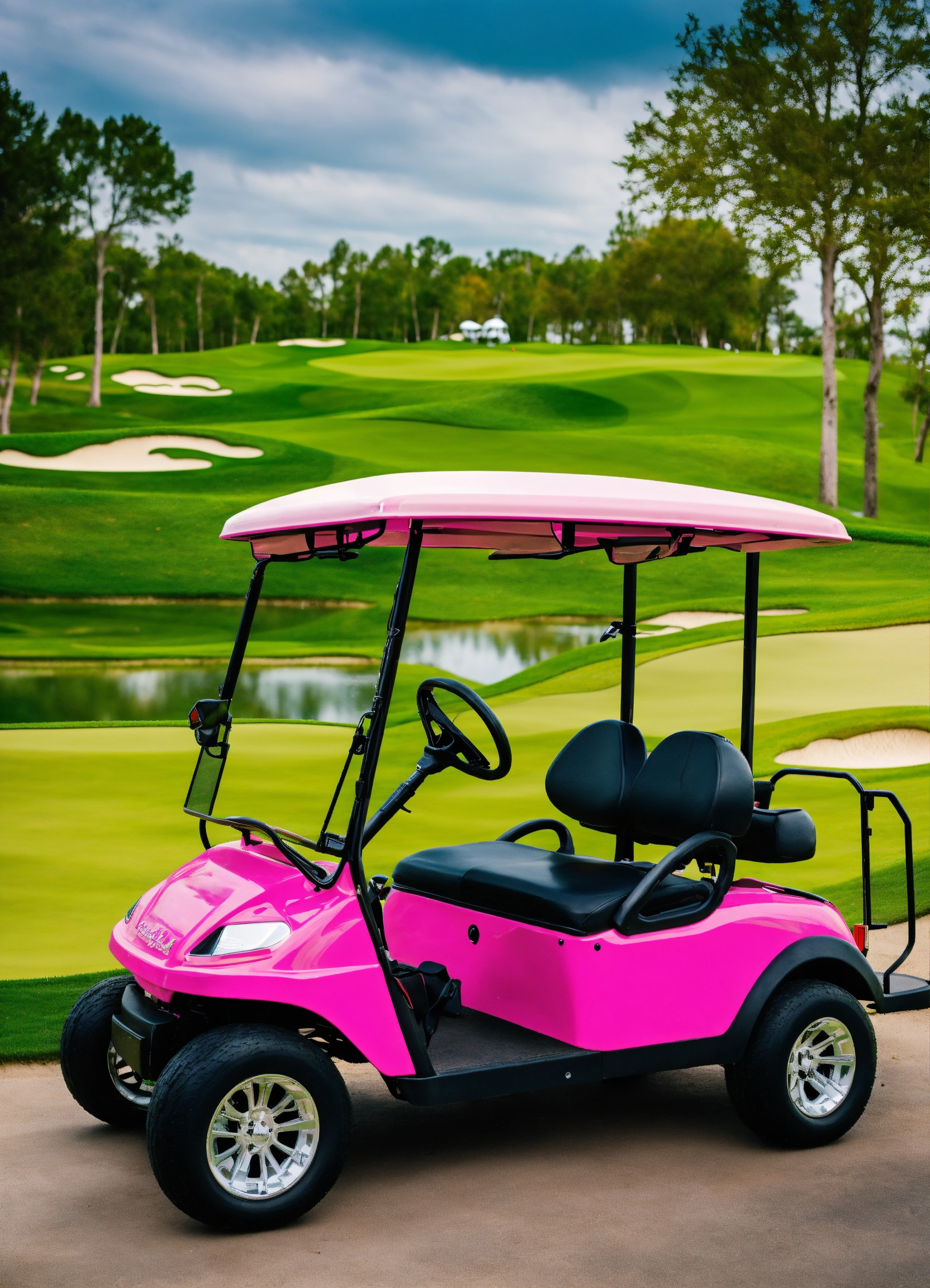 Lexica - A golfer in a pink golf cart as a logo for the company name ...