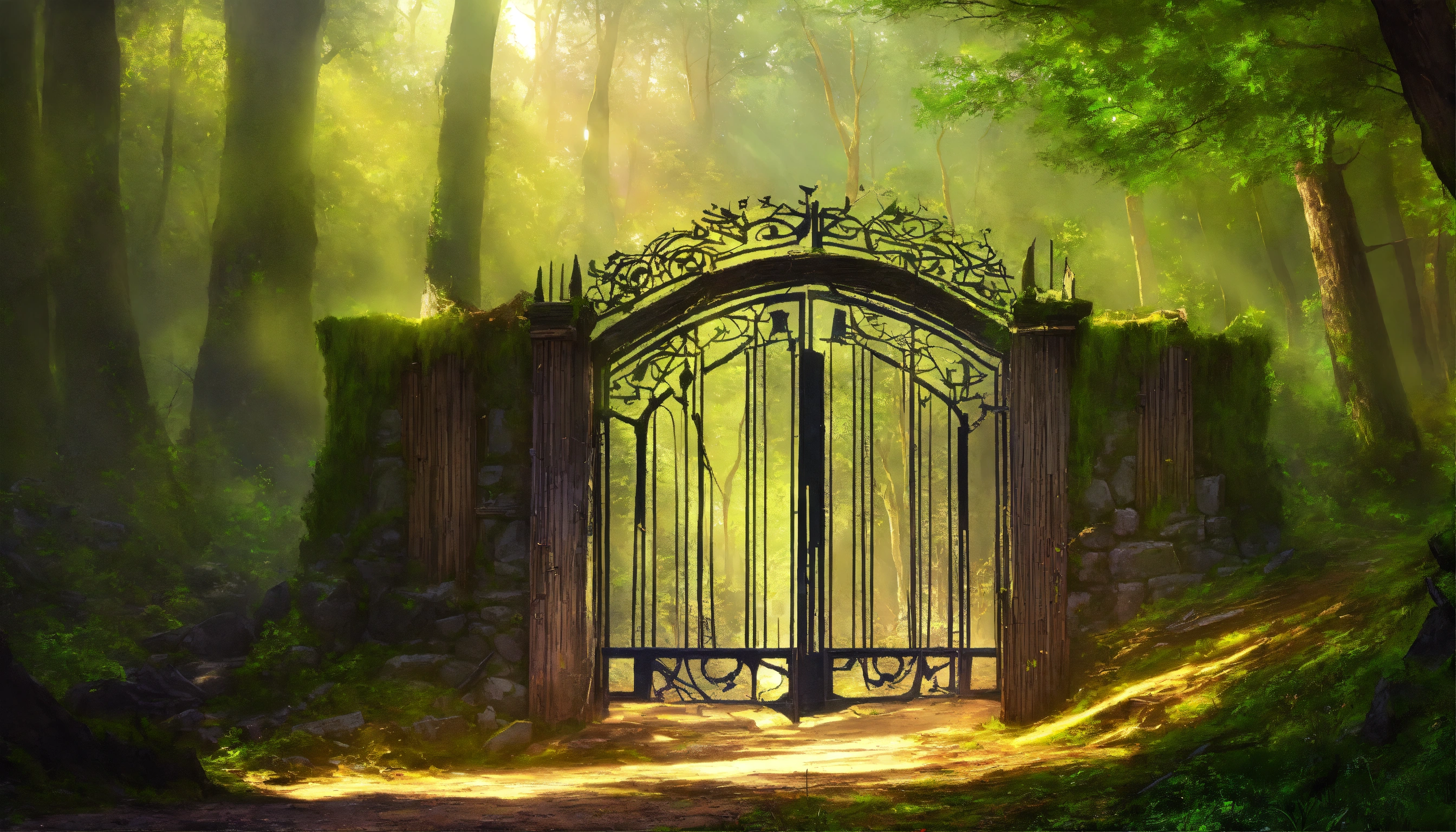 Lexica - Fantasy ransacked palisade gate with structural damage in a ...