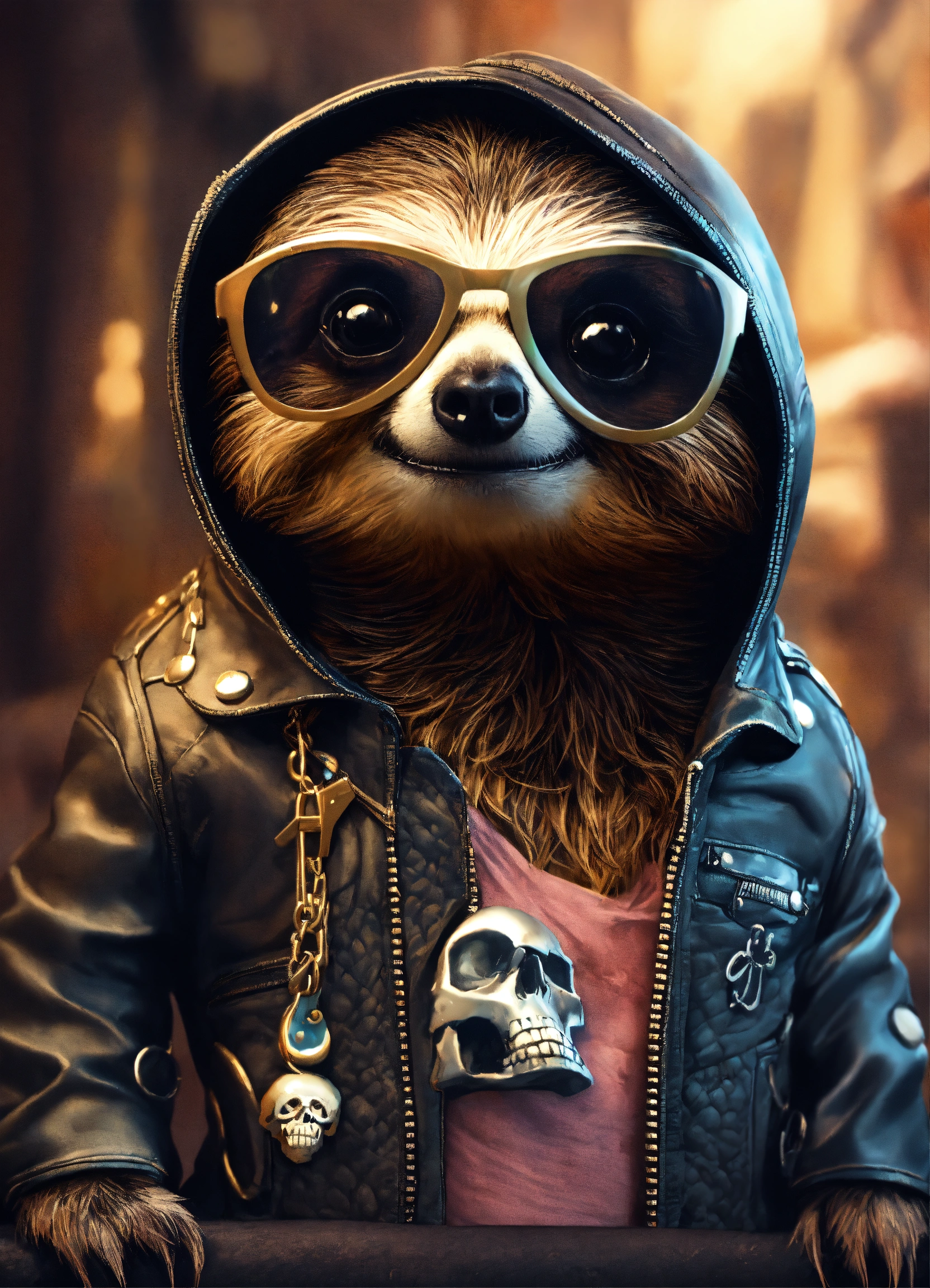 Lexica - Full-bodied portrait, cute and adorable cartoon sloth wearing ...