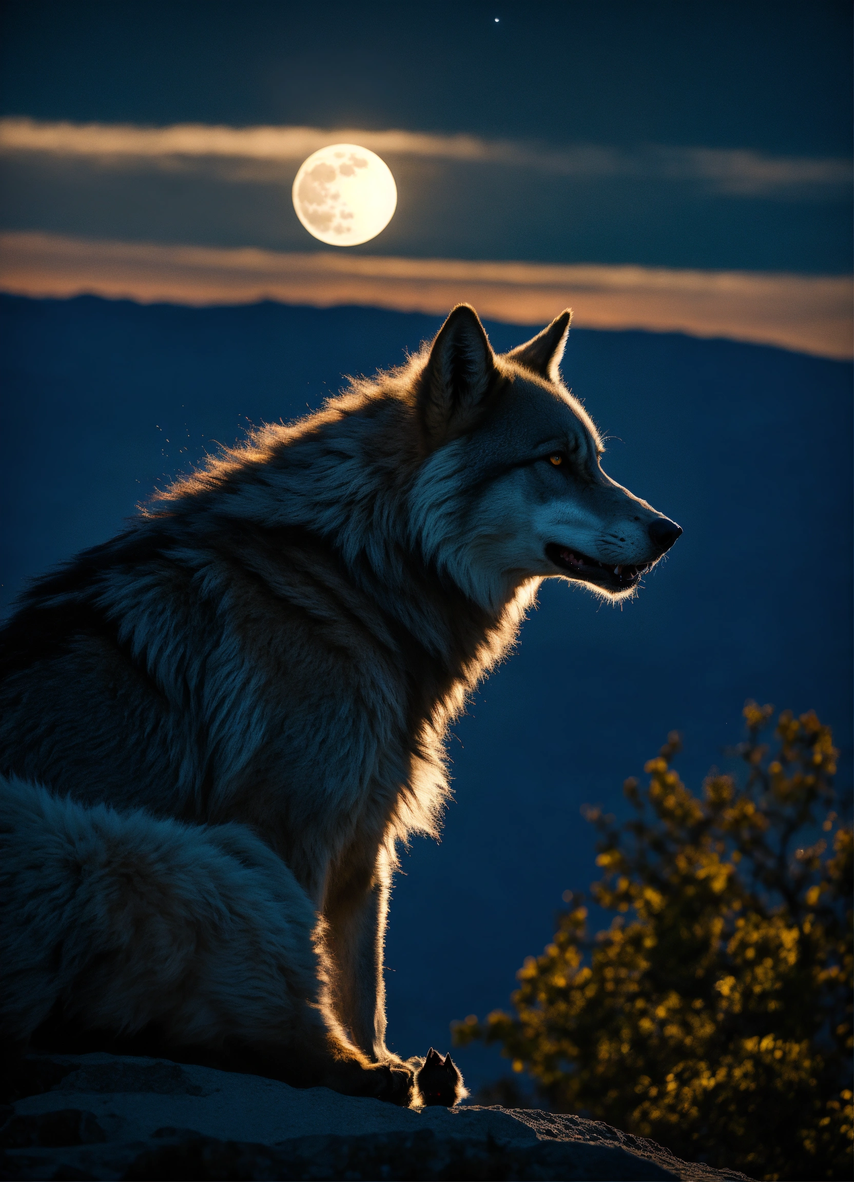 Lexica - A werewolf howling at the moon on a cliff. Medium Photography ...