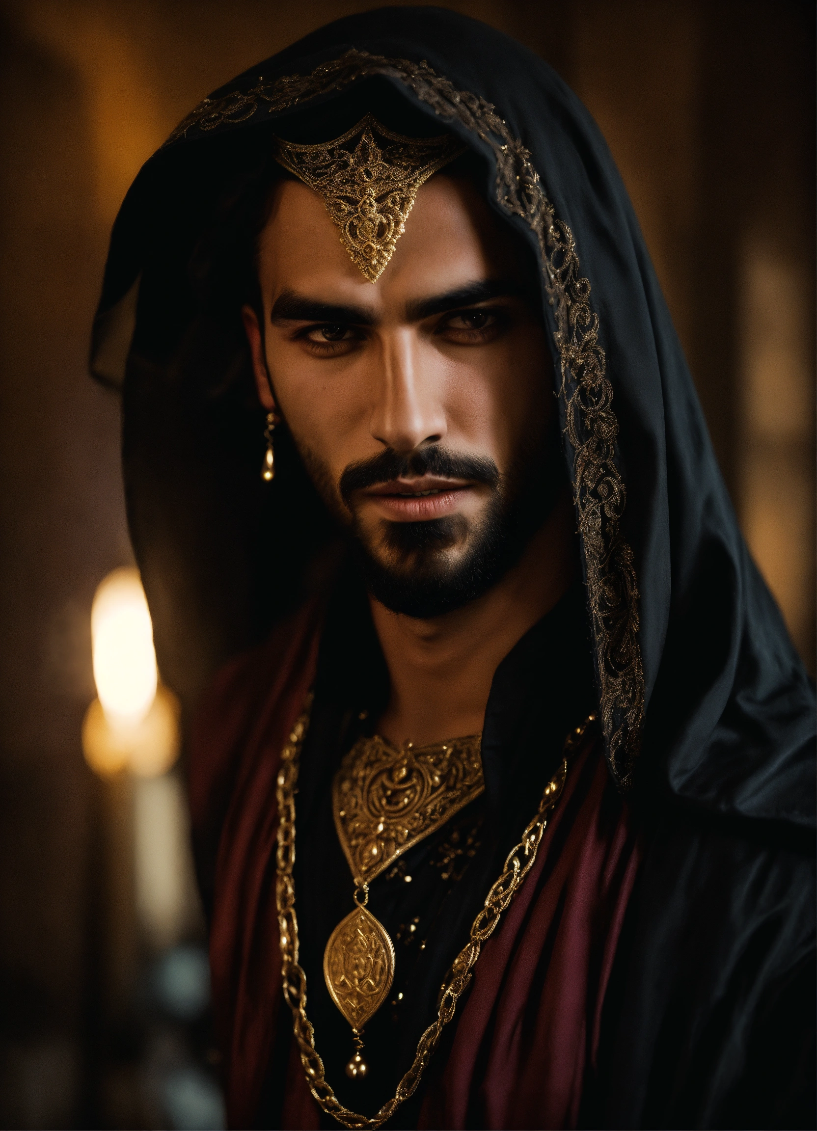 Lexica - Young handsome malevolent Arabic male sorcerer, dark, lavish ...