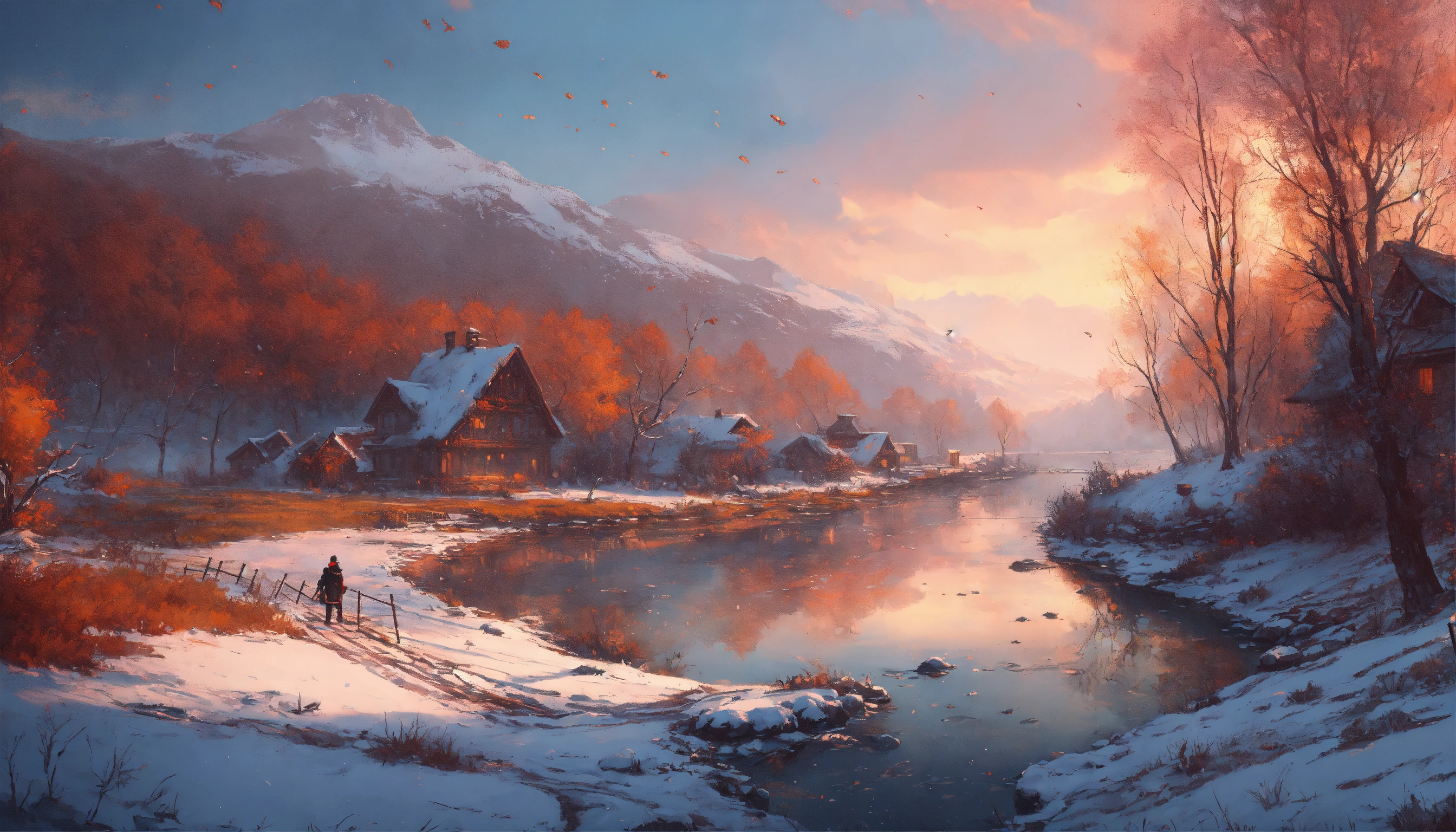 Lexica - A beautiful and magical Winter Riverscape a highly intricate ...