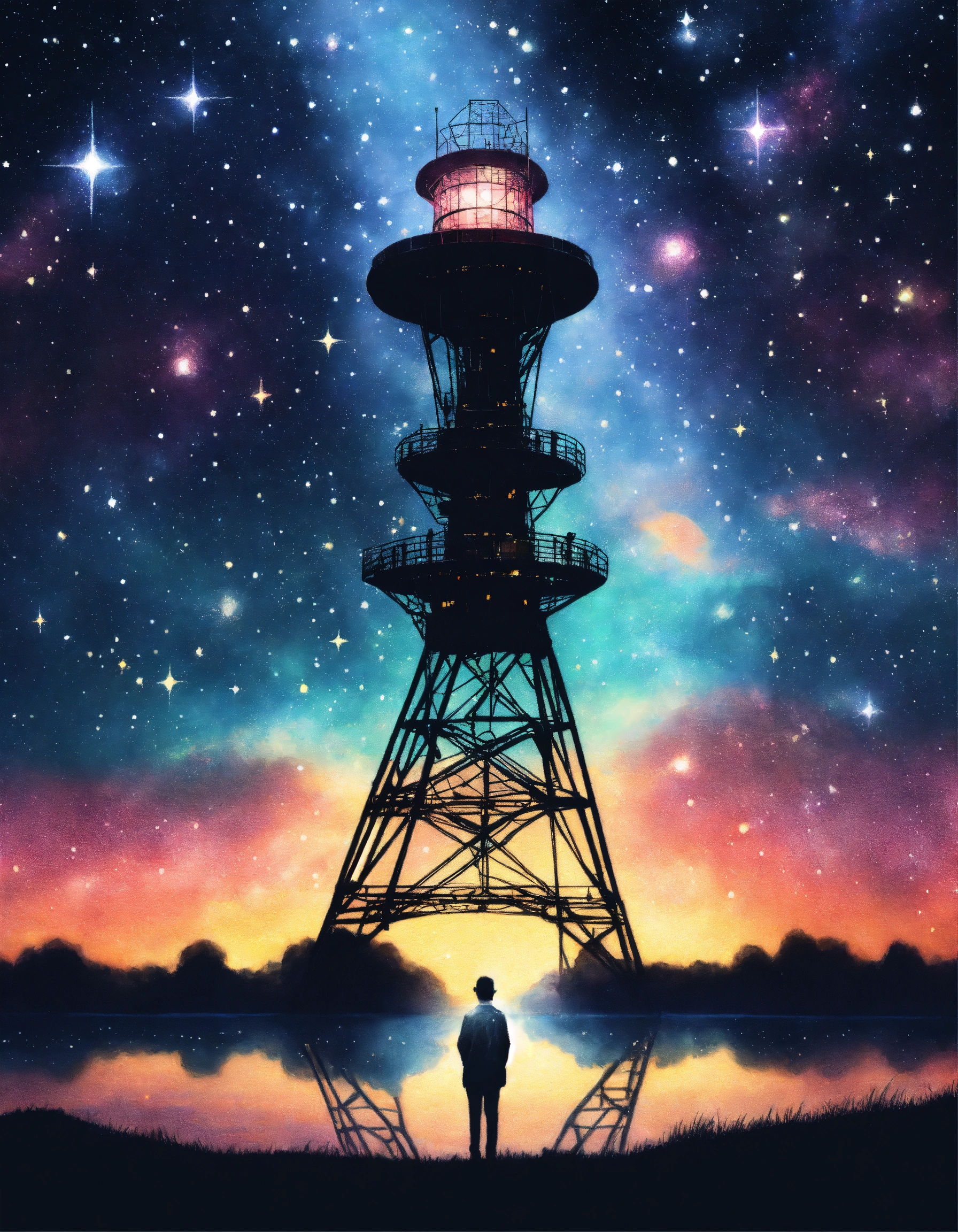 Lexica - Realistic colored pencil drawing of a cosmic illuminated ...