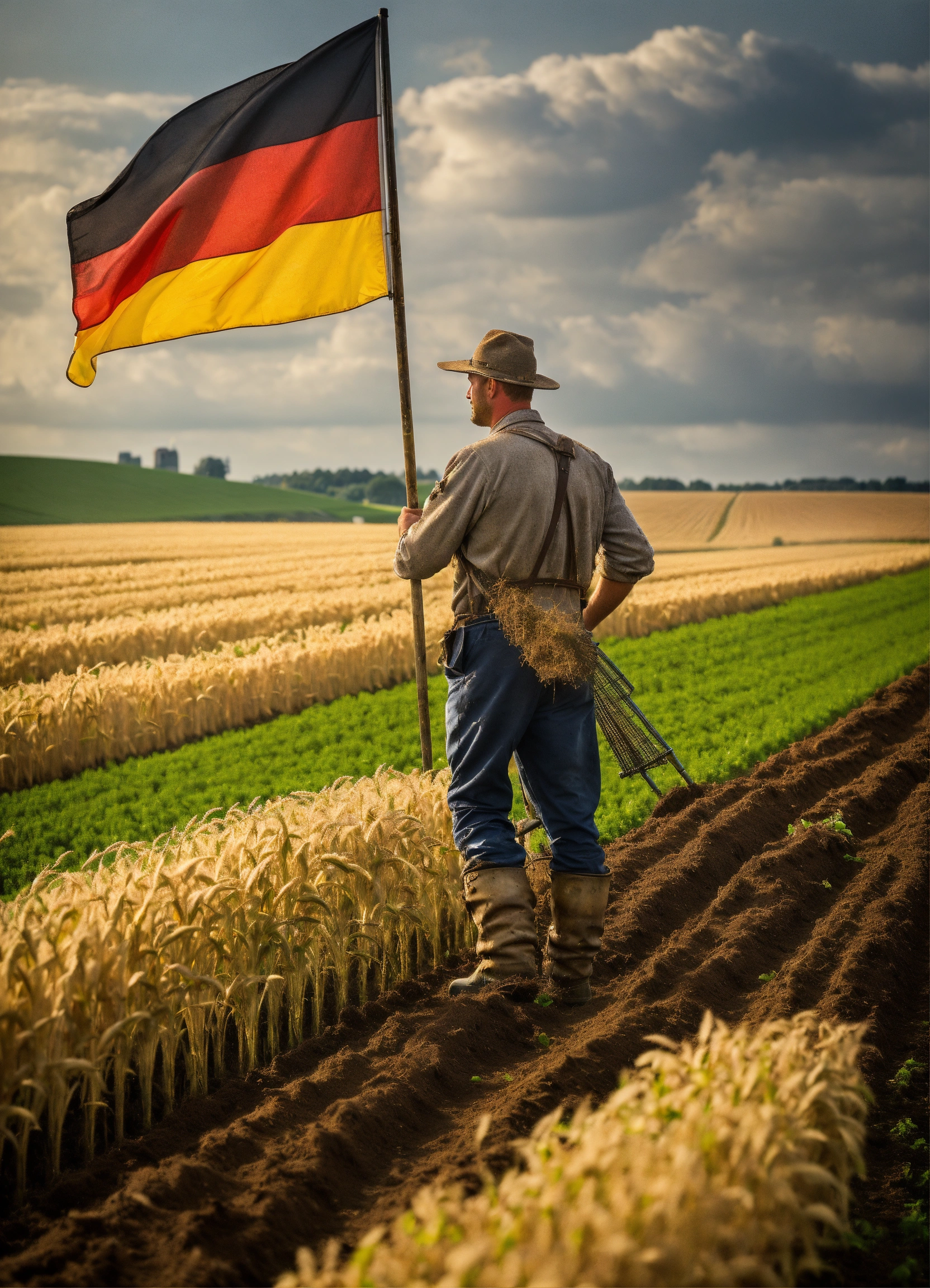 Lexica - German farmer working in his field with elements reminiscent ...