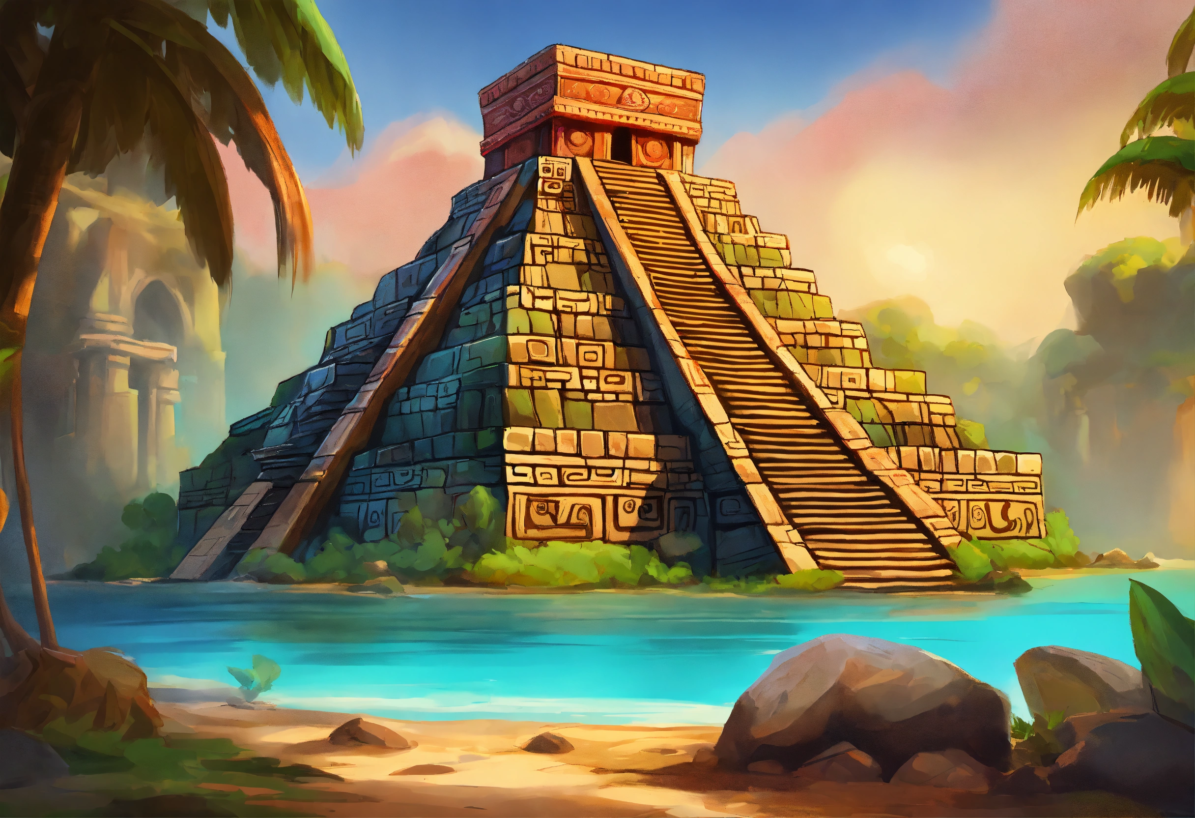 Lexica - Mystery Mayan slot game background landscape, realistic ...