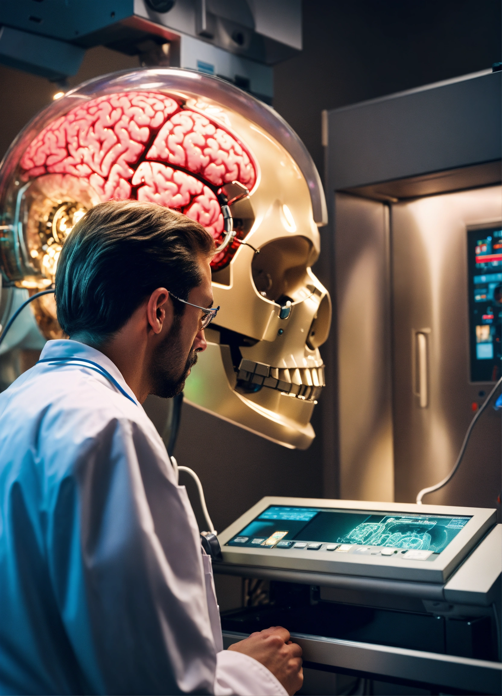 Lexica - Hyperrealistic photograph of a doctor with a bionic brain ...