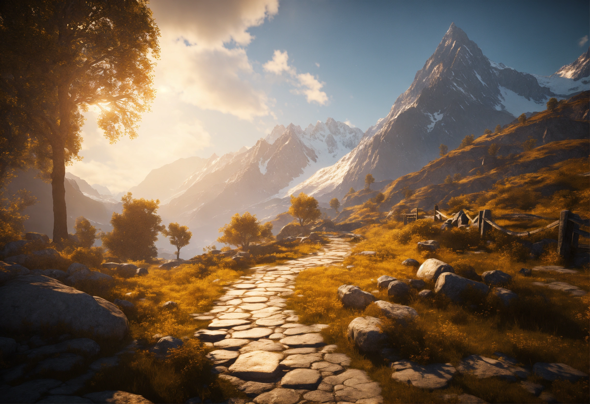 Lexica - Hidden stone pathway, secret door, mountains, environment ...