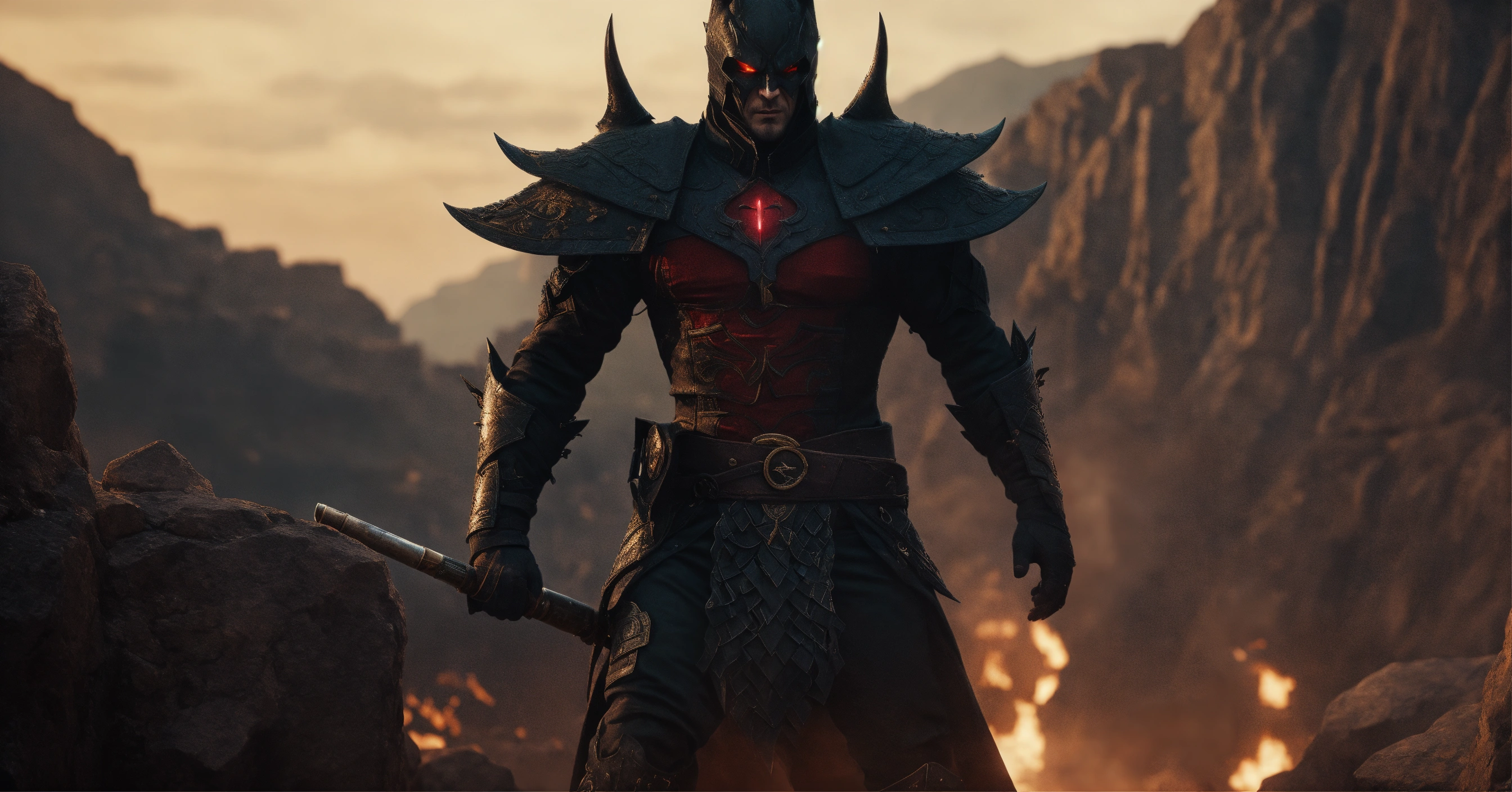 Lexica - Full Body Shot, A sinister devil, commanding stance, palisade ...