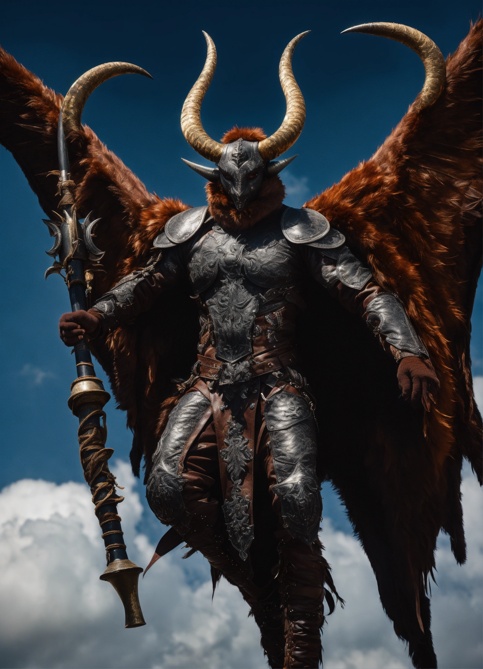 Lexica - A winged demon, covered in fur and leather, long nails and ...