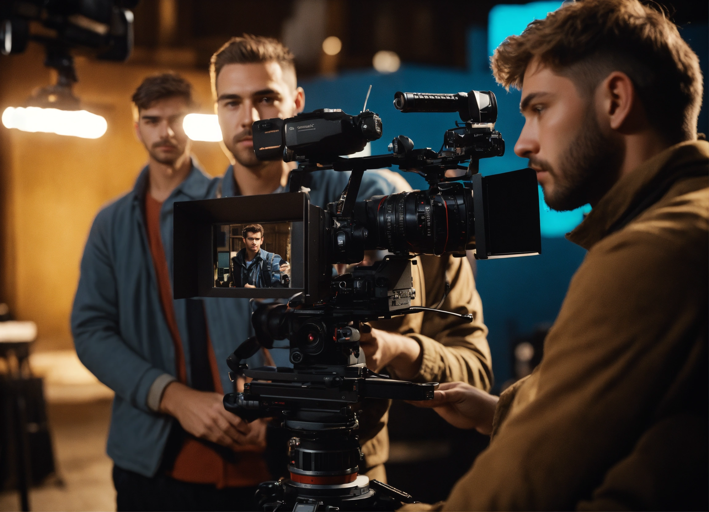 Lexica - The camera operator looks directly into the frame, he is in ...