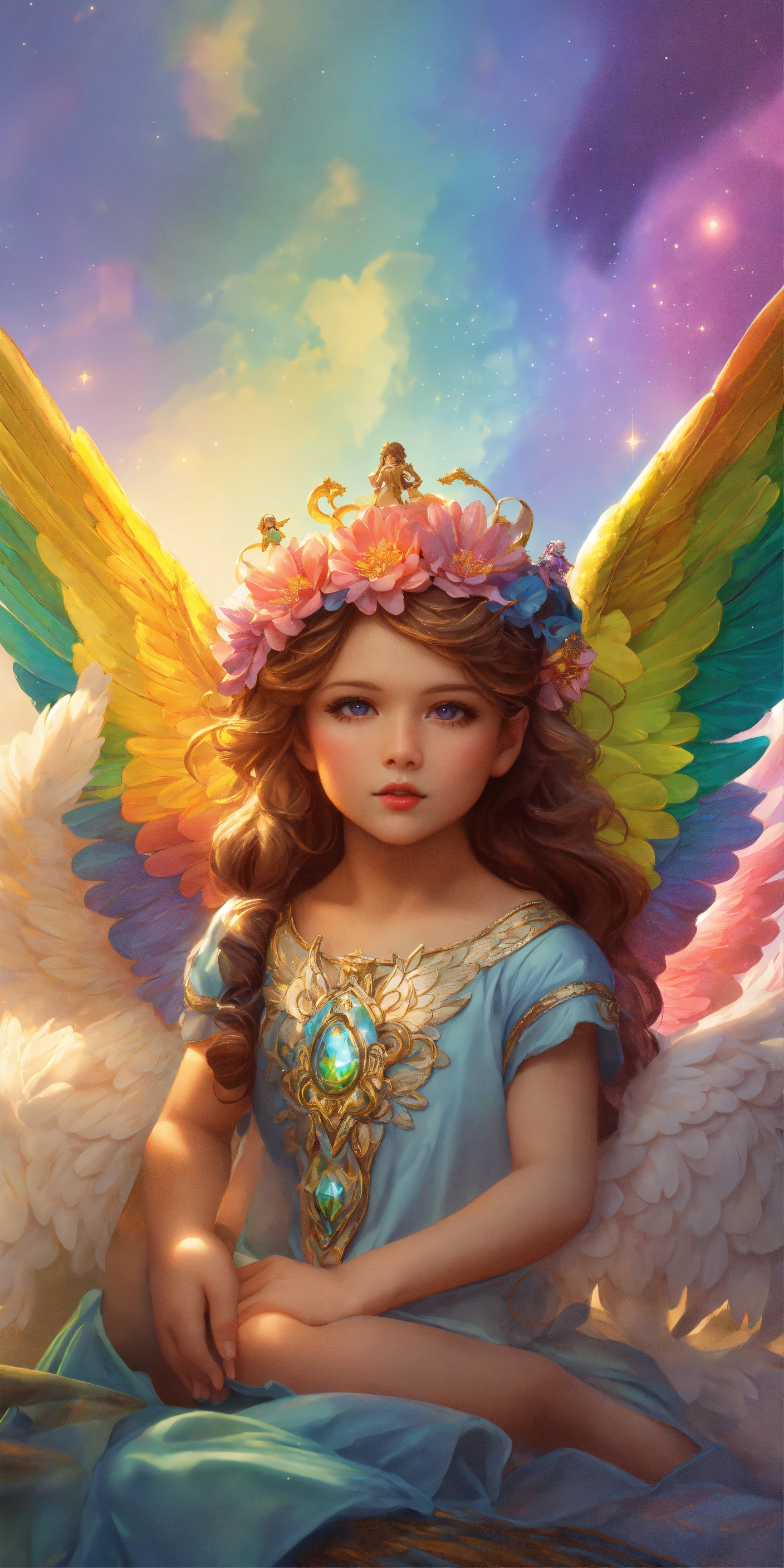 Lexica - Group of 7 beautiful and perfect cherubs of 8 years with angel ...