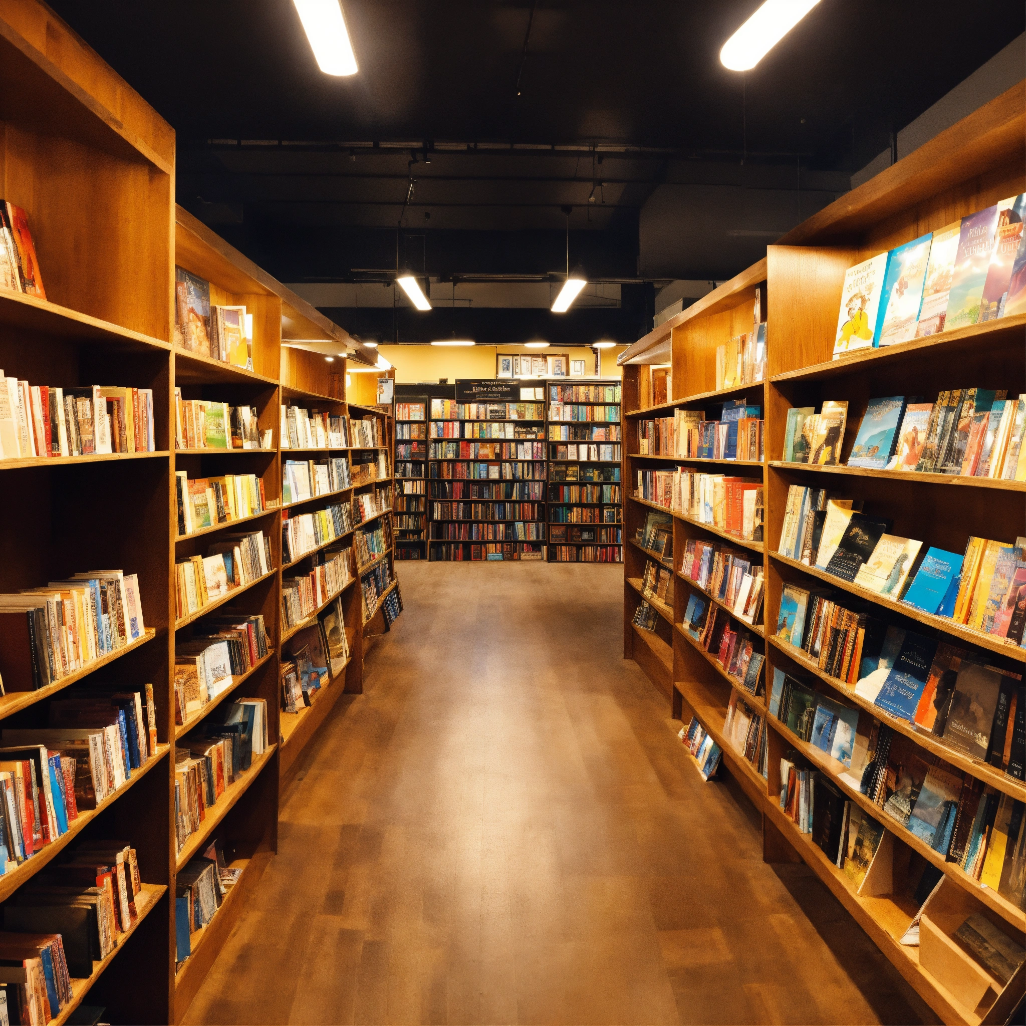 Lexica - A photo of a book store. The store is well-stocked with a wide ...