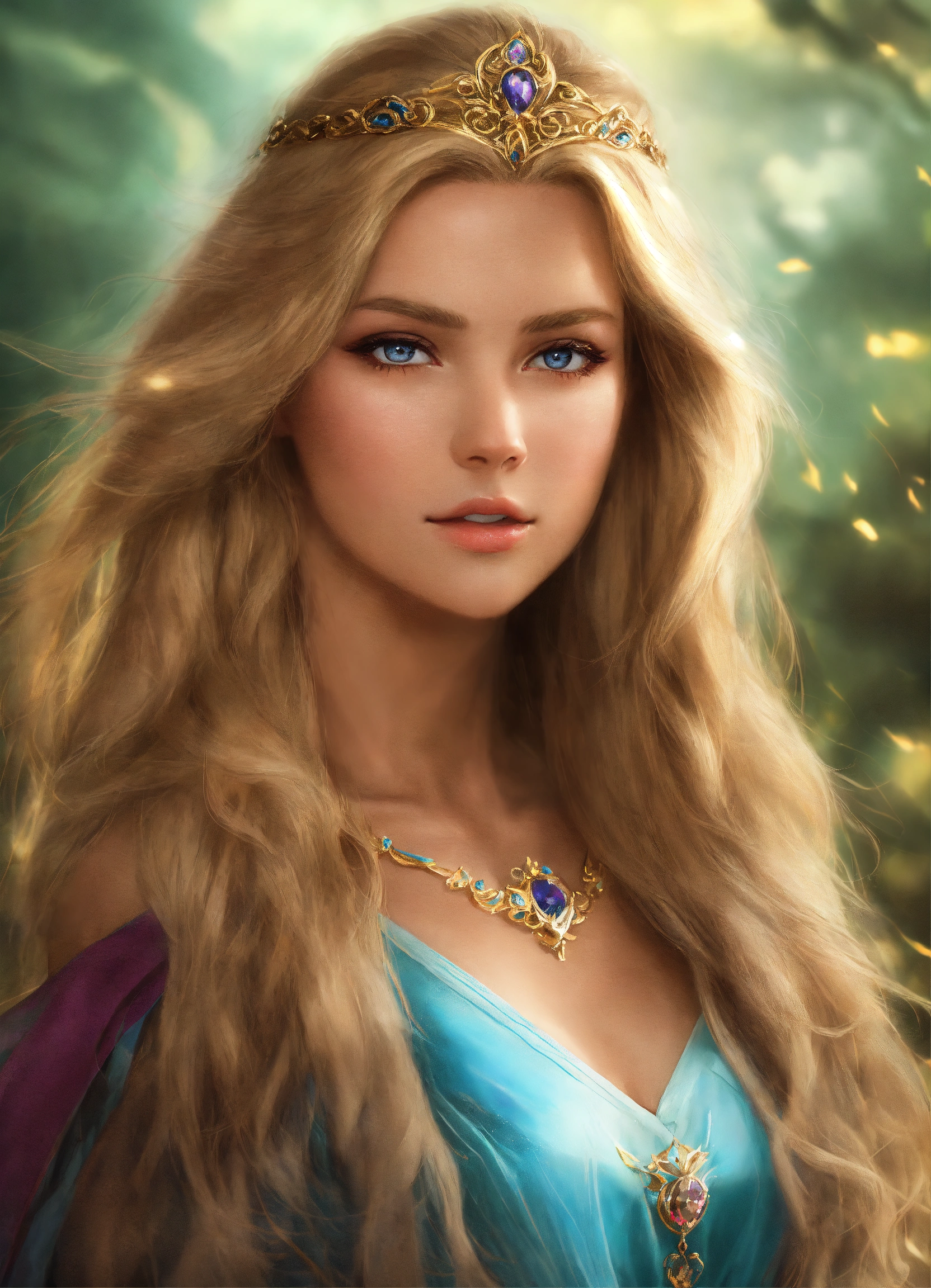 Lexica - Beautiful, female, princess, long dark blonde hair, bright ...