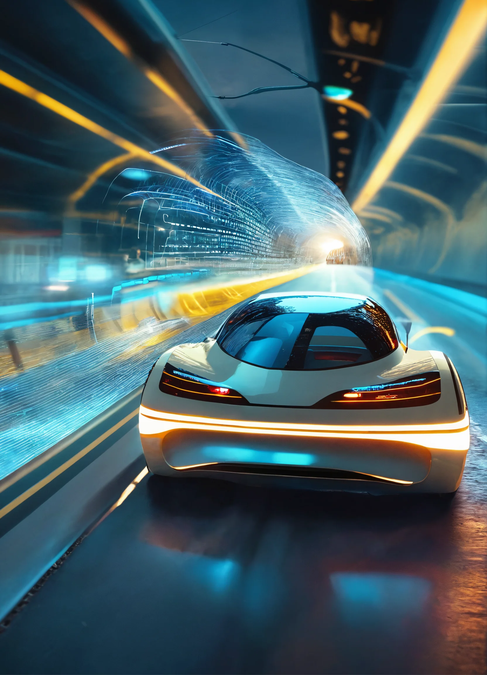 Lexica - Autonomous vehicle, passenger inside, moving through traffic ...