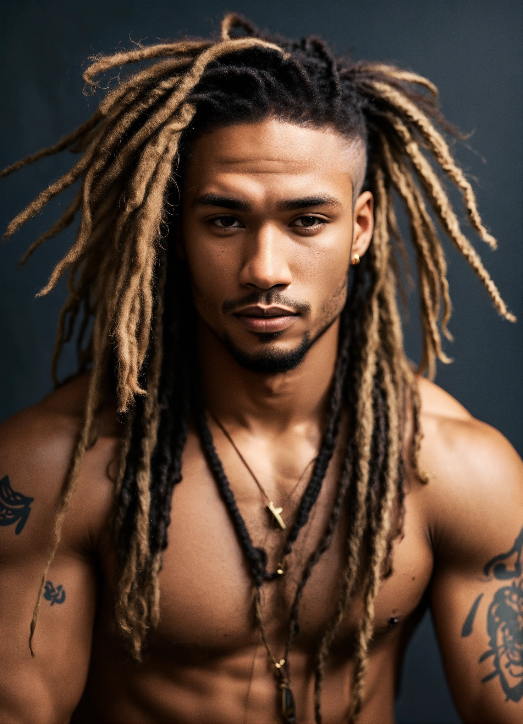 Lexica - Ripped lightskin man with dreads