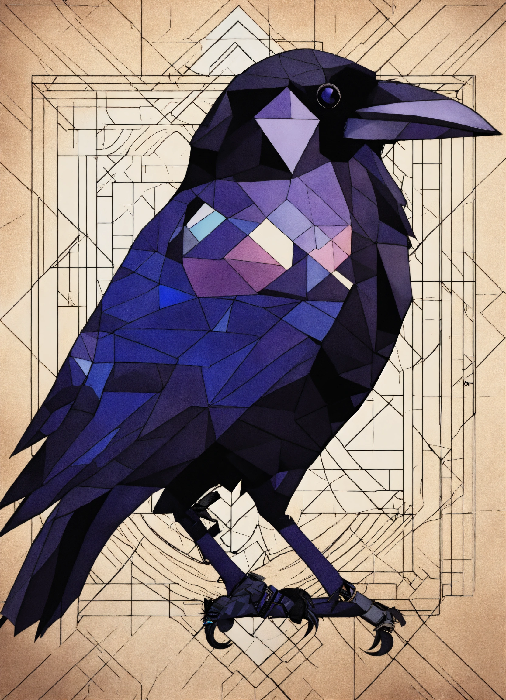 Lexica - Raven geometric portrait