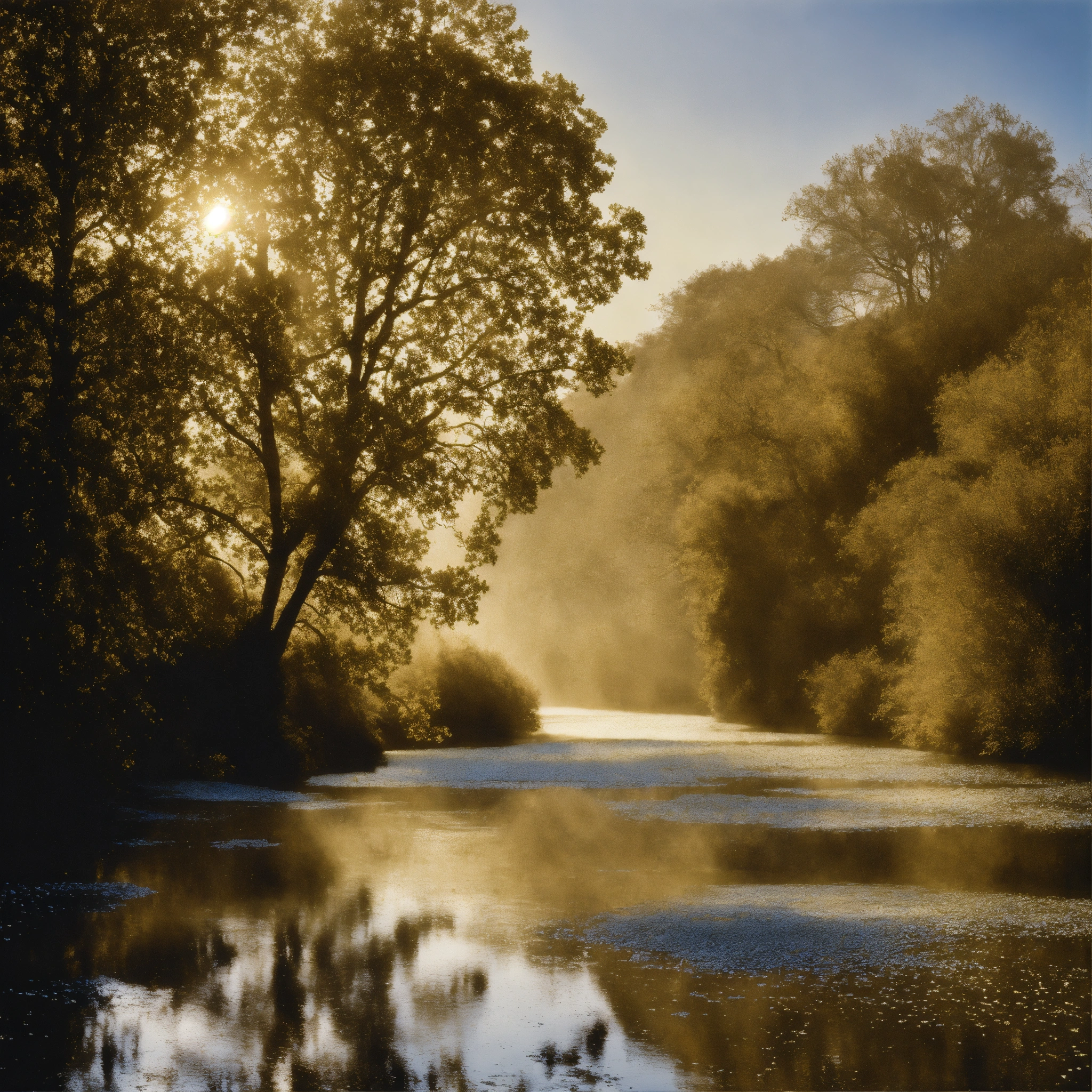 Lexica - A river landscape pointillism photography in style anna atkins ...