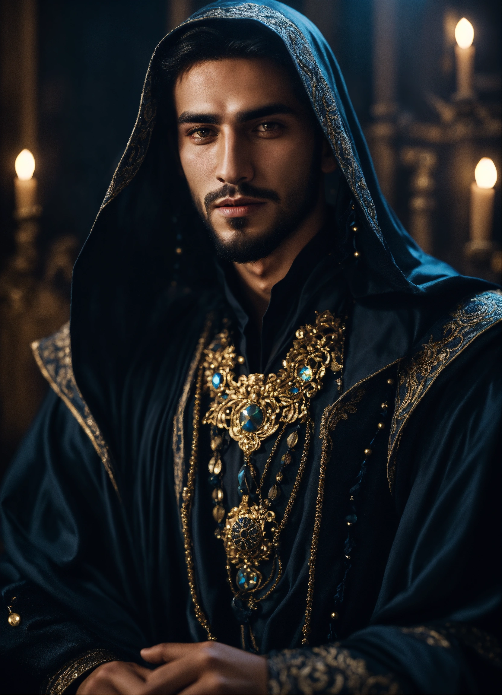 Lexica - Young handsome evil middle eastern male wizard, lavish clothes ...