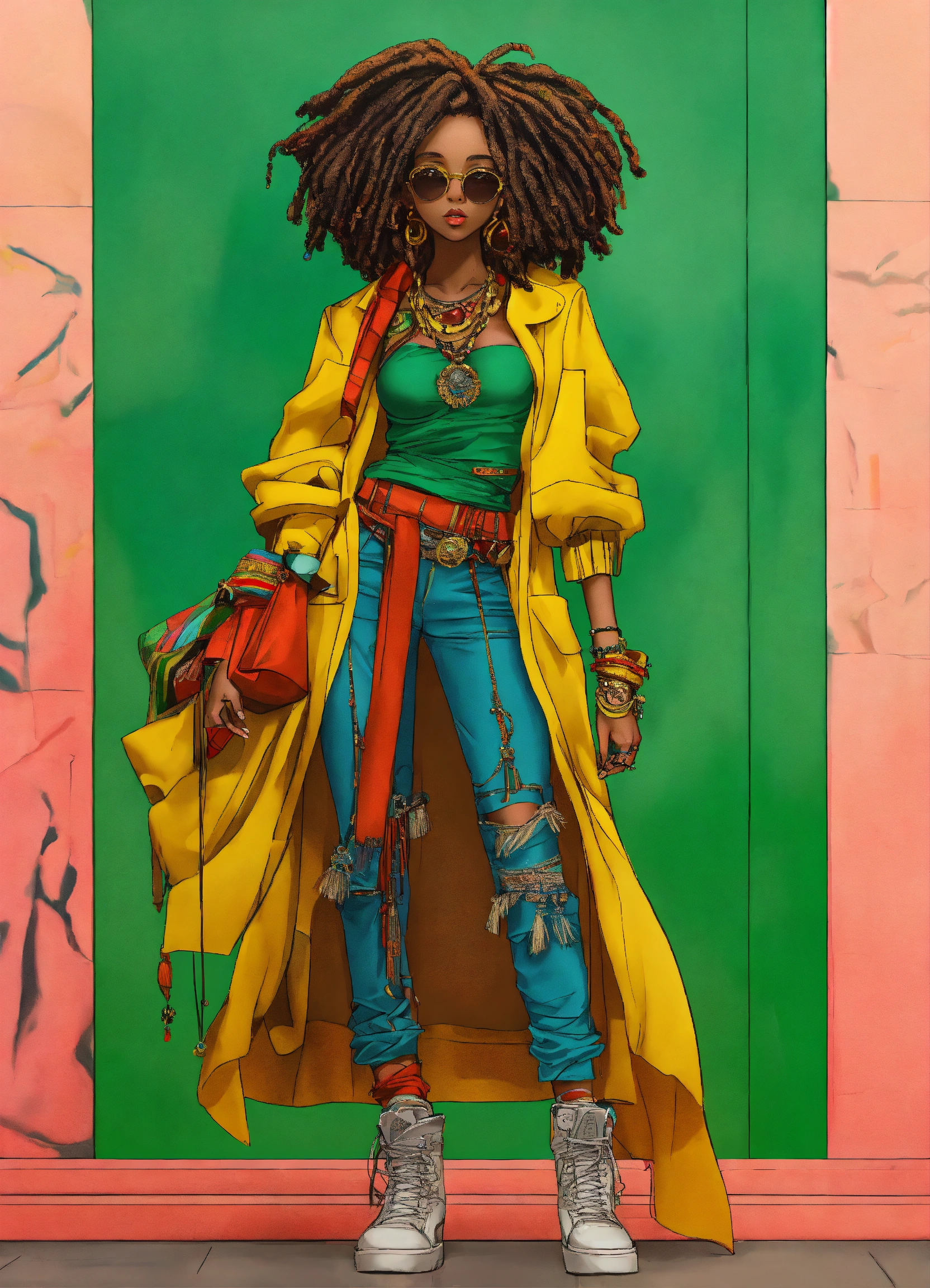 Lexica - Full body street art doll looking rasta girl in stylish haute ...
