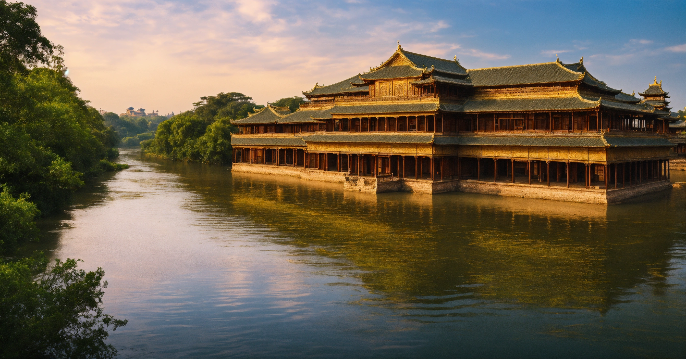 Lexica - An ancient palace surrounded by a river