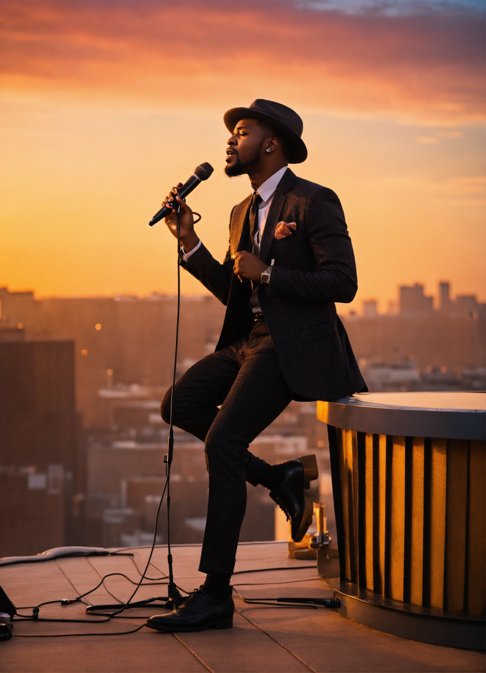 Lexica - Soulful Crooner holding the mic on the rooftop.