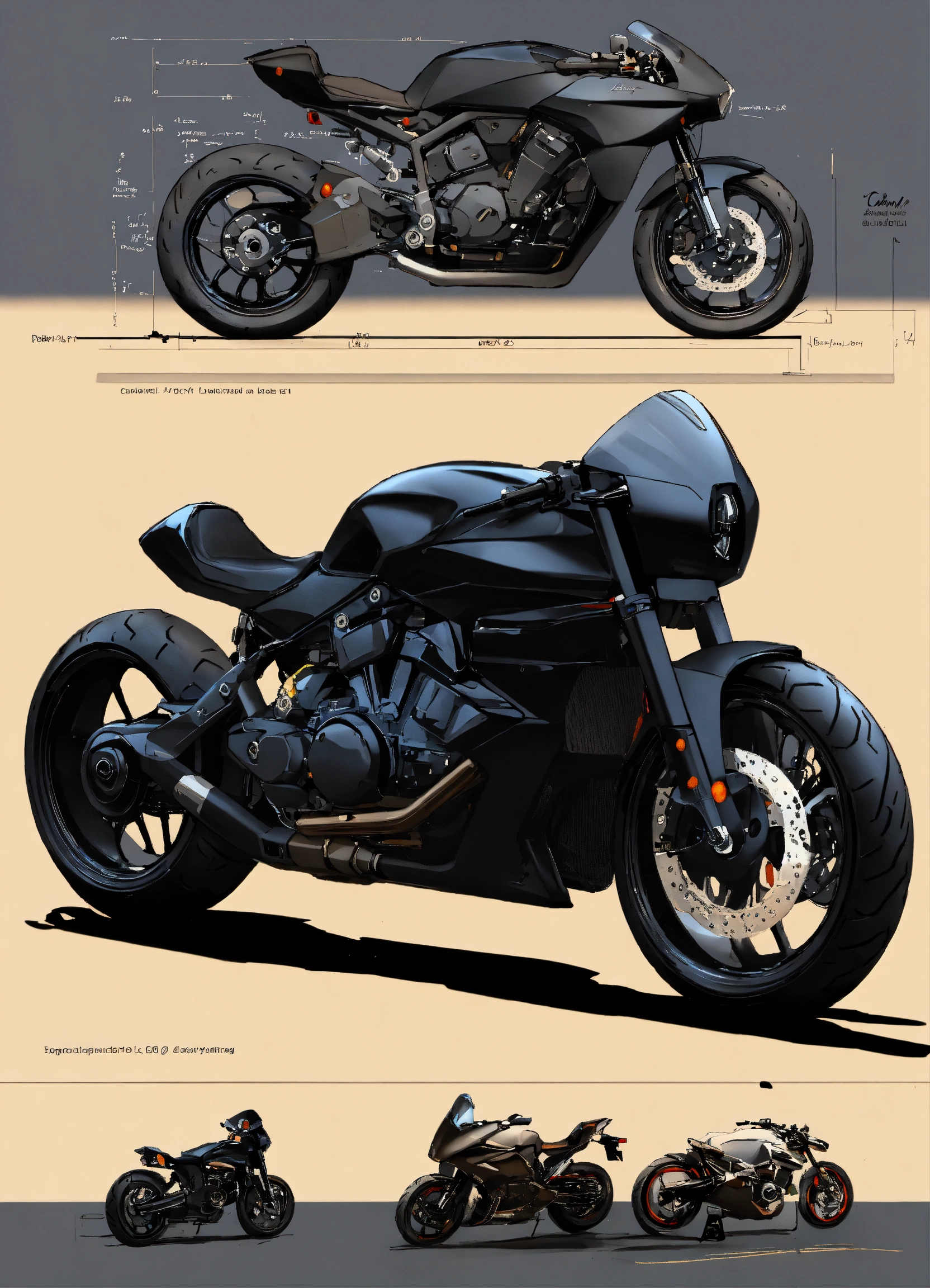 Lexica - Designing motorcycles, black colors, designing sheet, sketch ...