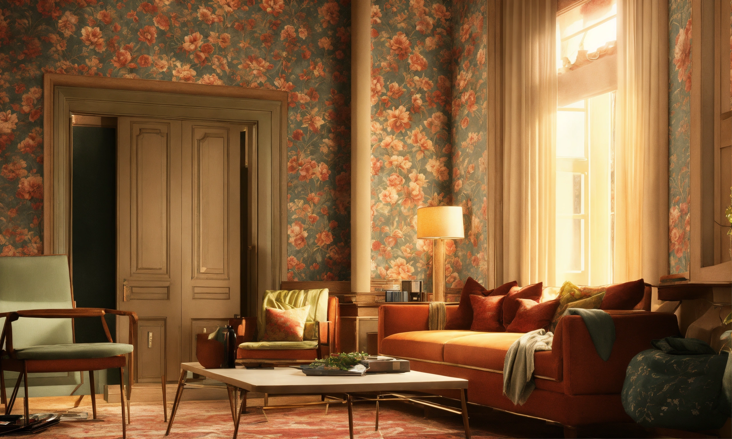 Lexica - Room interior with wallpaper