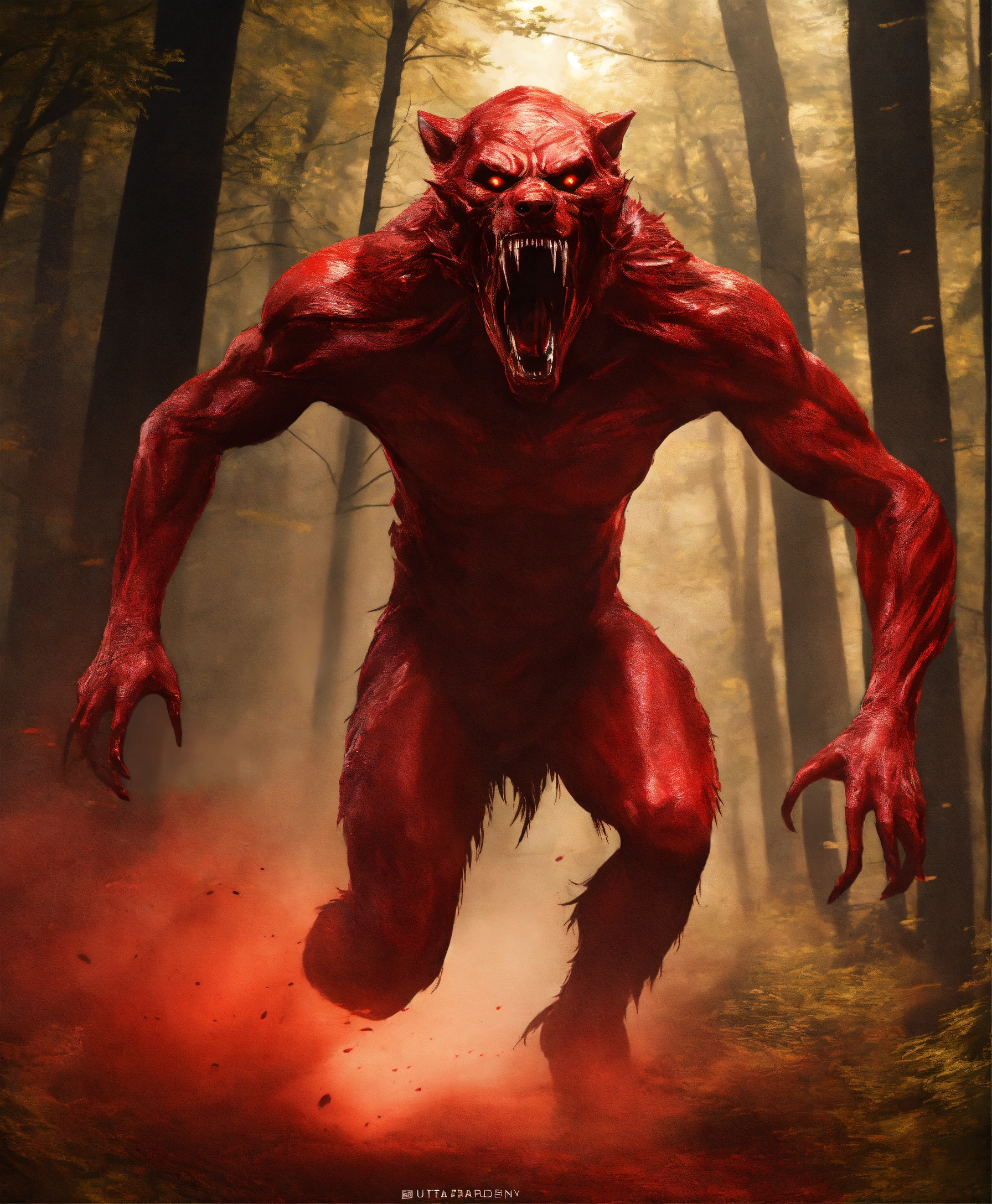 Lexica - Terrifying RED SKINWALKER Running In Ultra Realistic Style