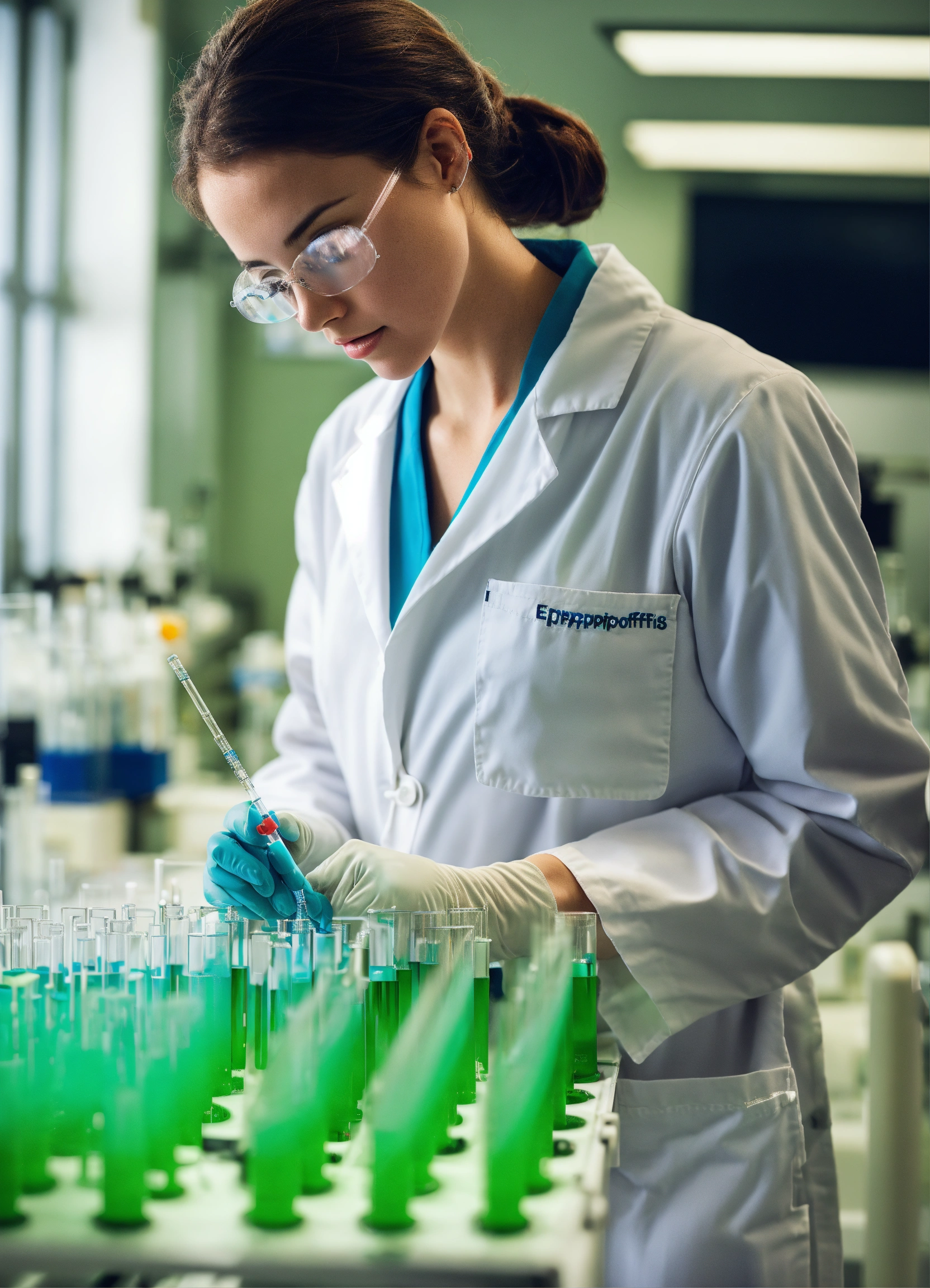 Lexica - Female scientist in a white labcoat with a micropipette ...