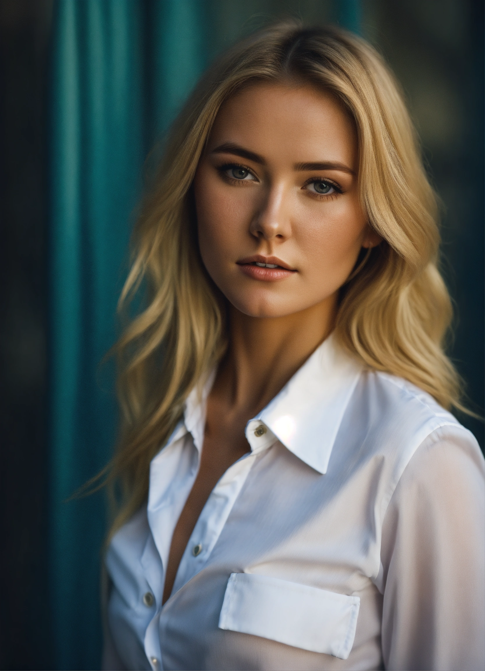 Lexica - Portrait of young blond beautiful woman adult with a suit and ...