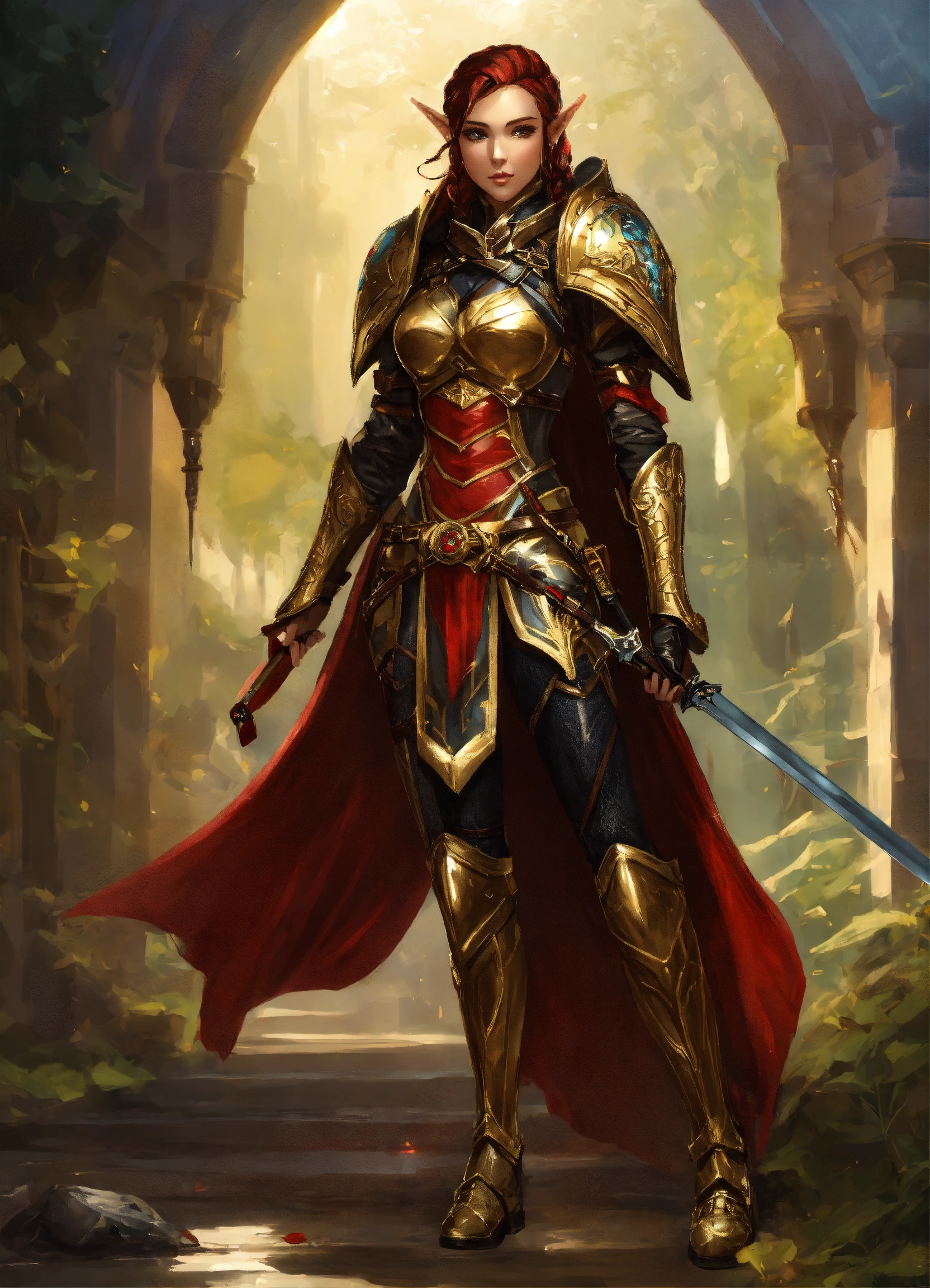 Lexica - Full body of a shapely female high elf, with black and red ...