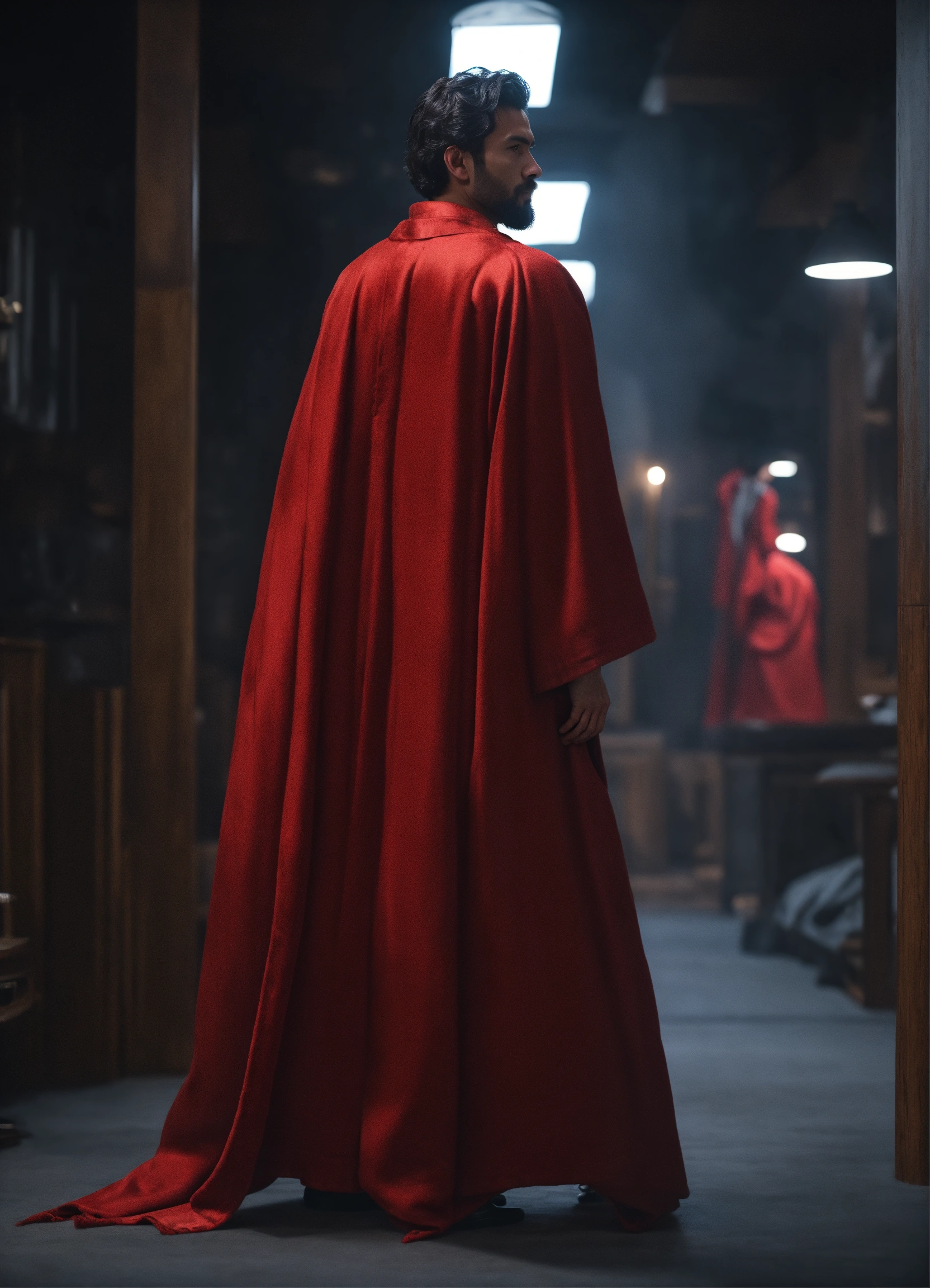 Lexica - Hero type man in very realistic long red robe 8k