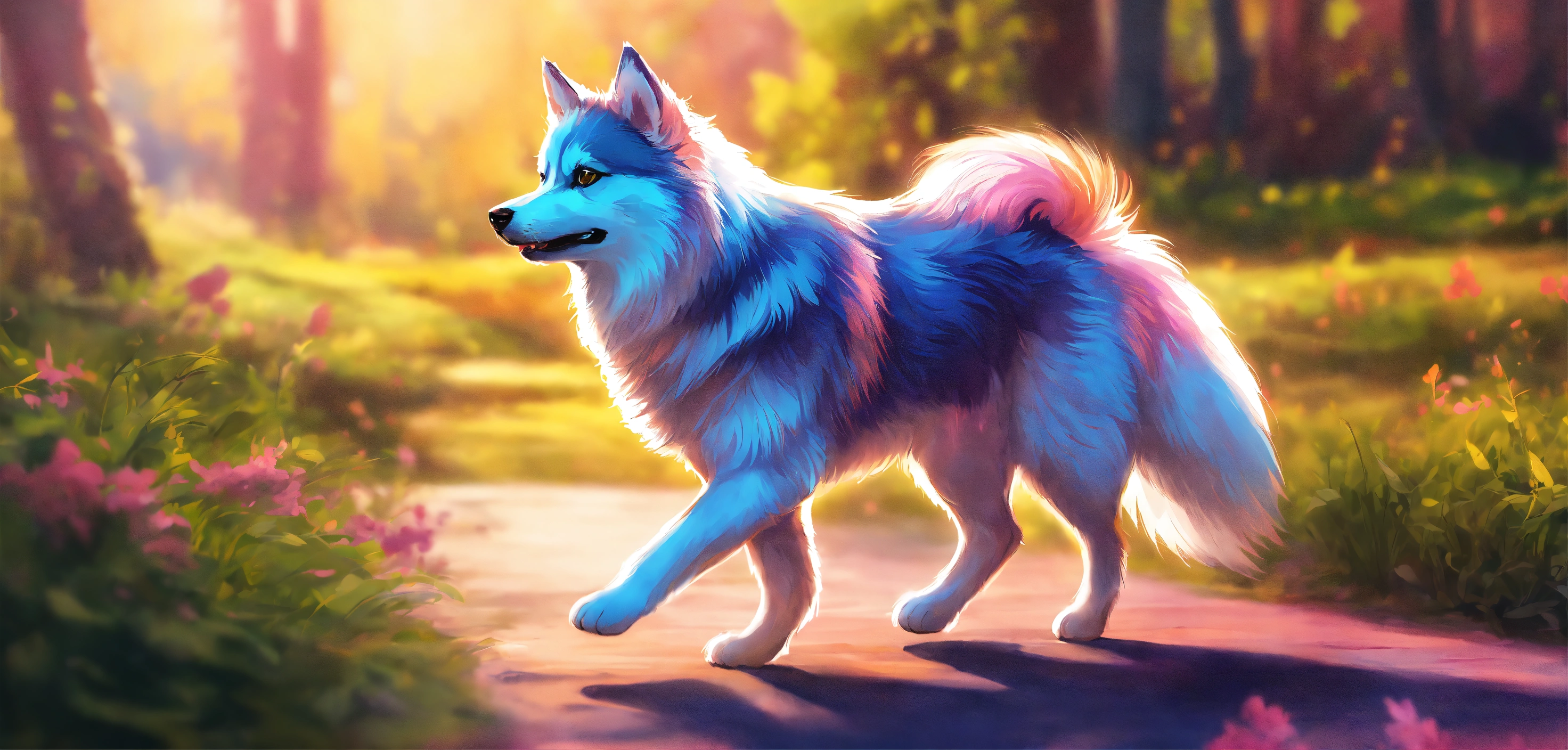 Lexica - An energetic Pomsky struts around with a bushy tail curled ...