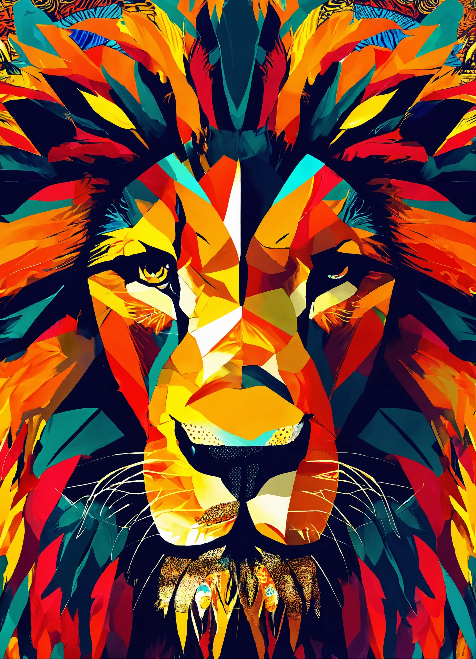 Lexica - Tribal King Create an abstract image of a lion. Put it within ...