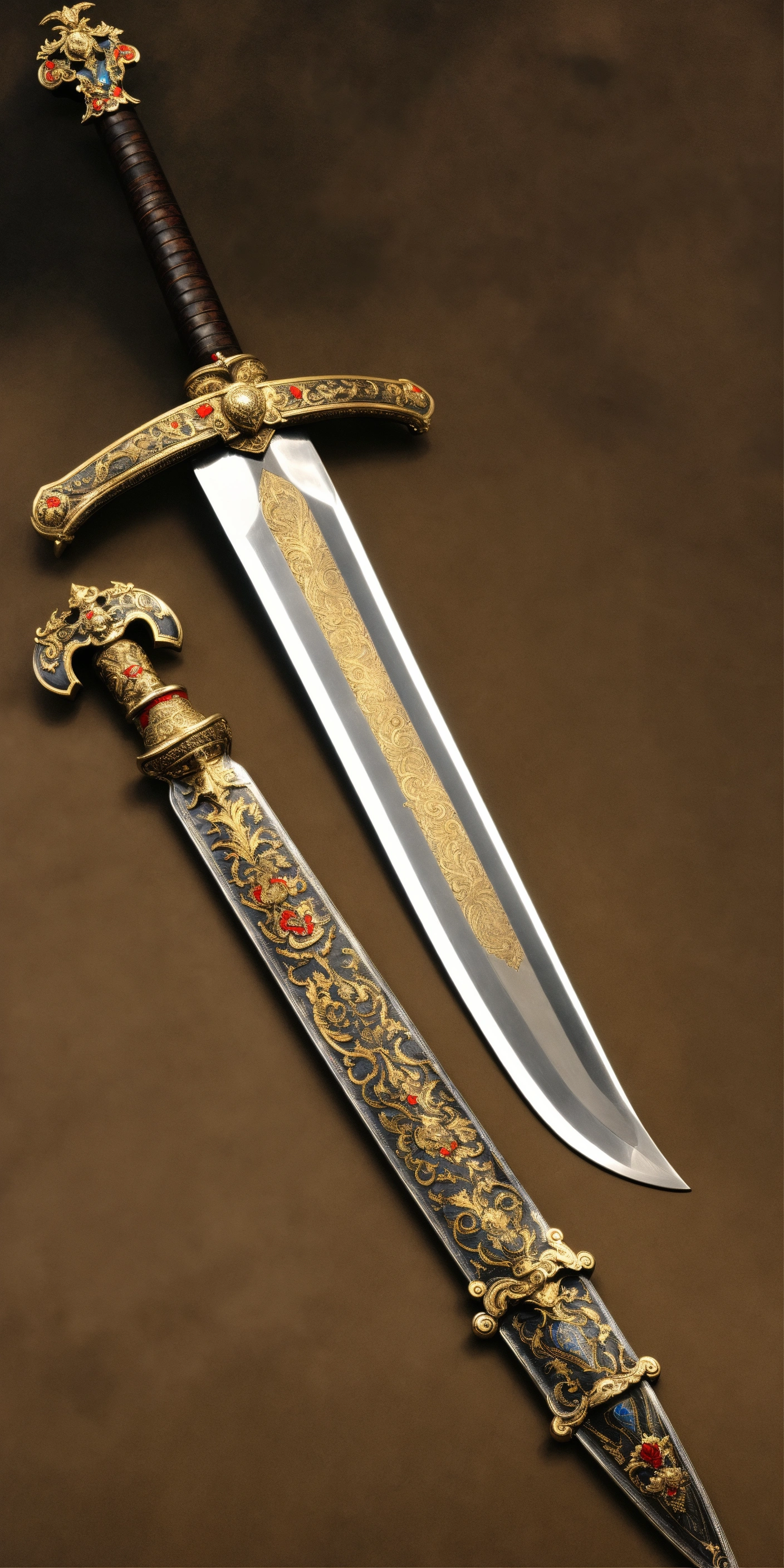 Lexica - Richly decorated long longsword, ultra realistic, very detailled