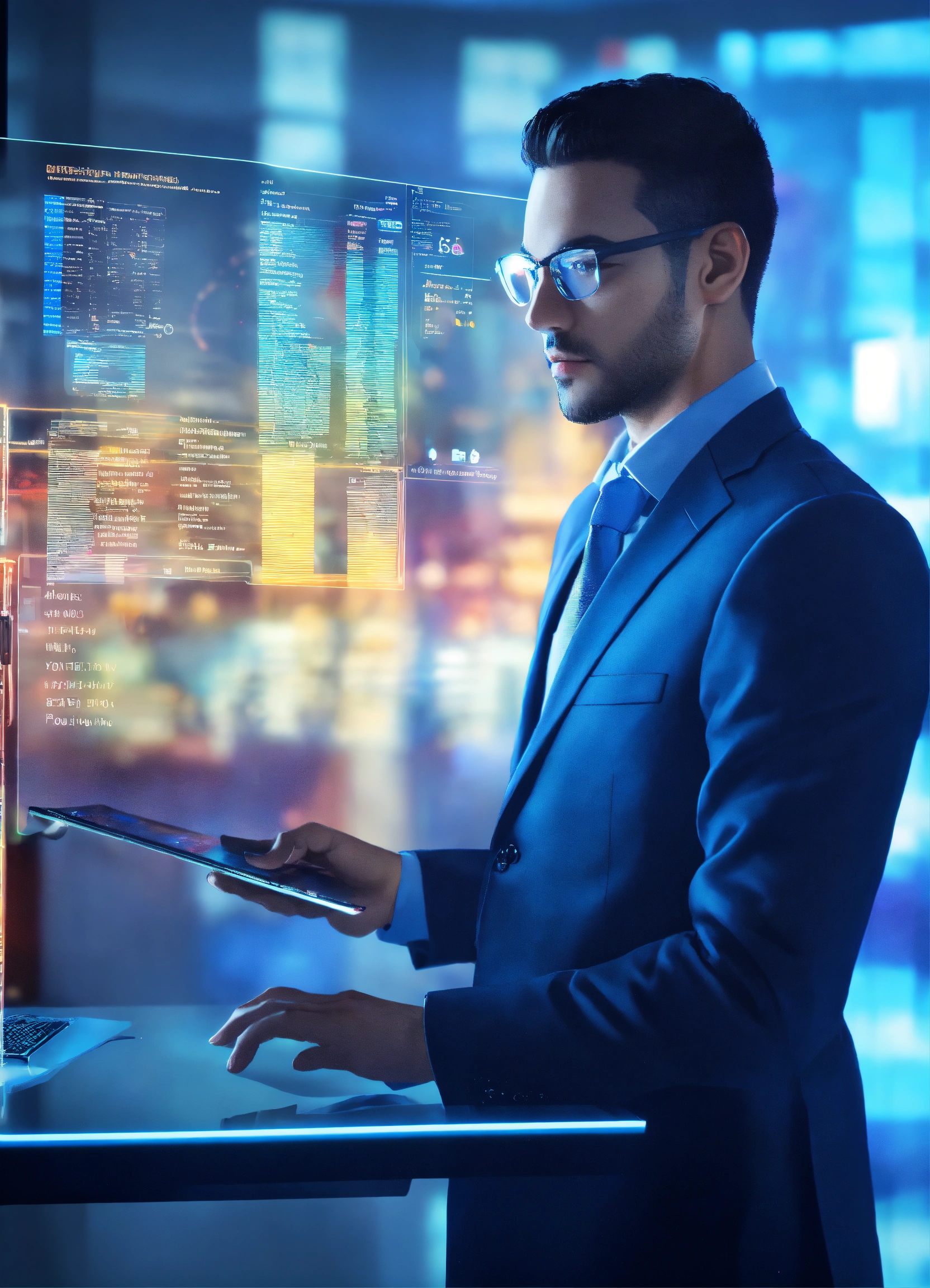 Lexica - A full transparent computer screen with business data, BEHIND ...