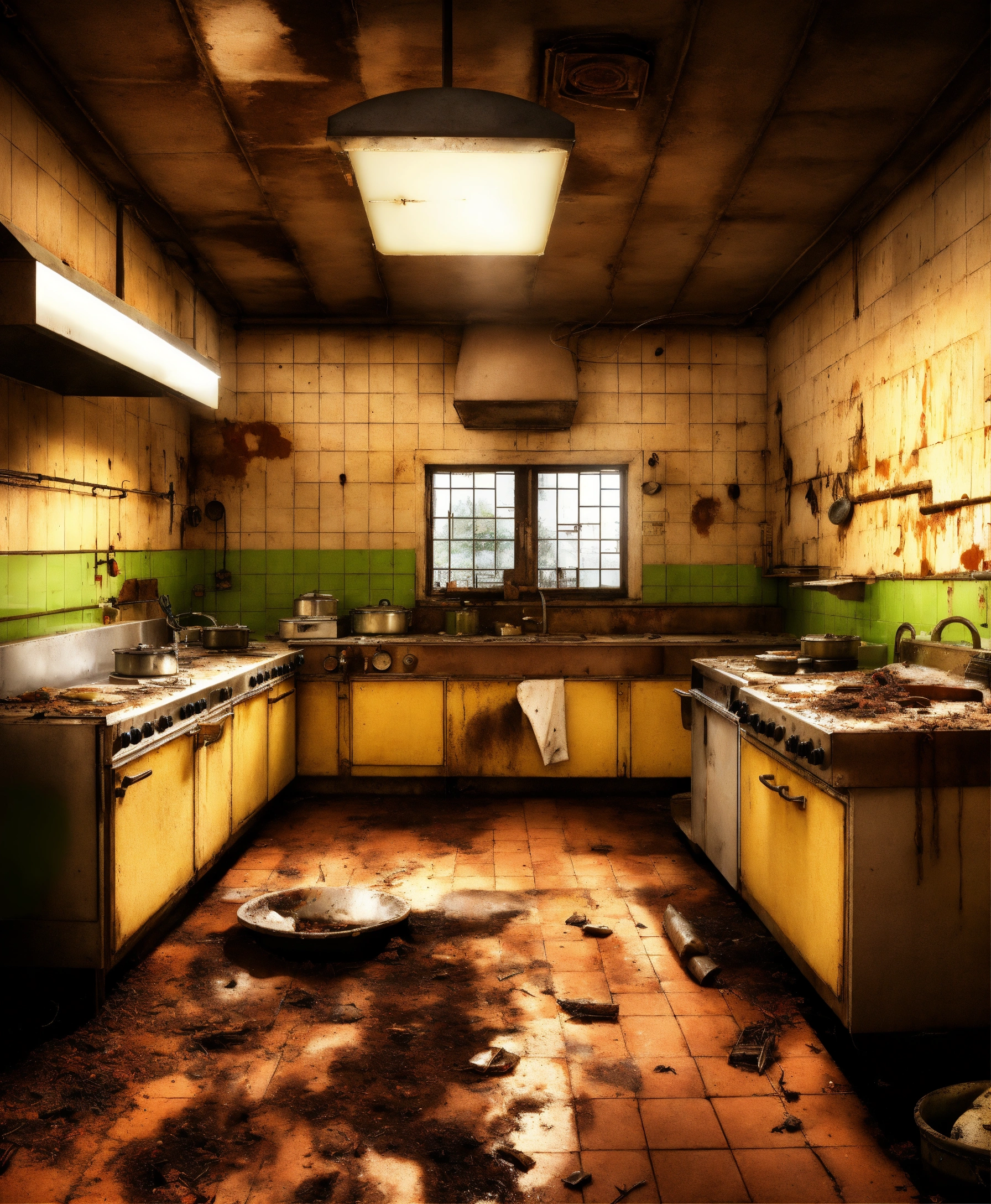 Lexica - Abandoned restaurant kitchen hotel, Large white and steel ...