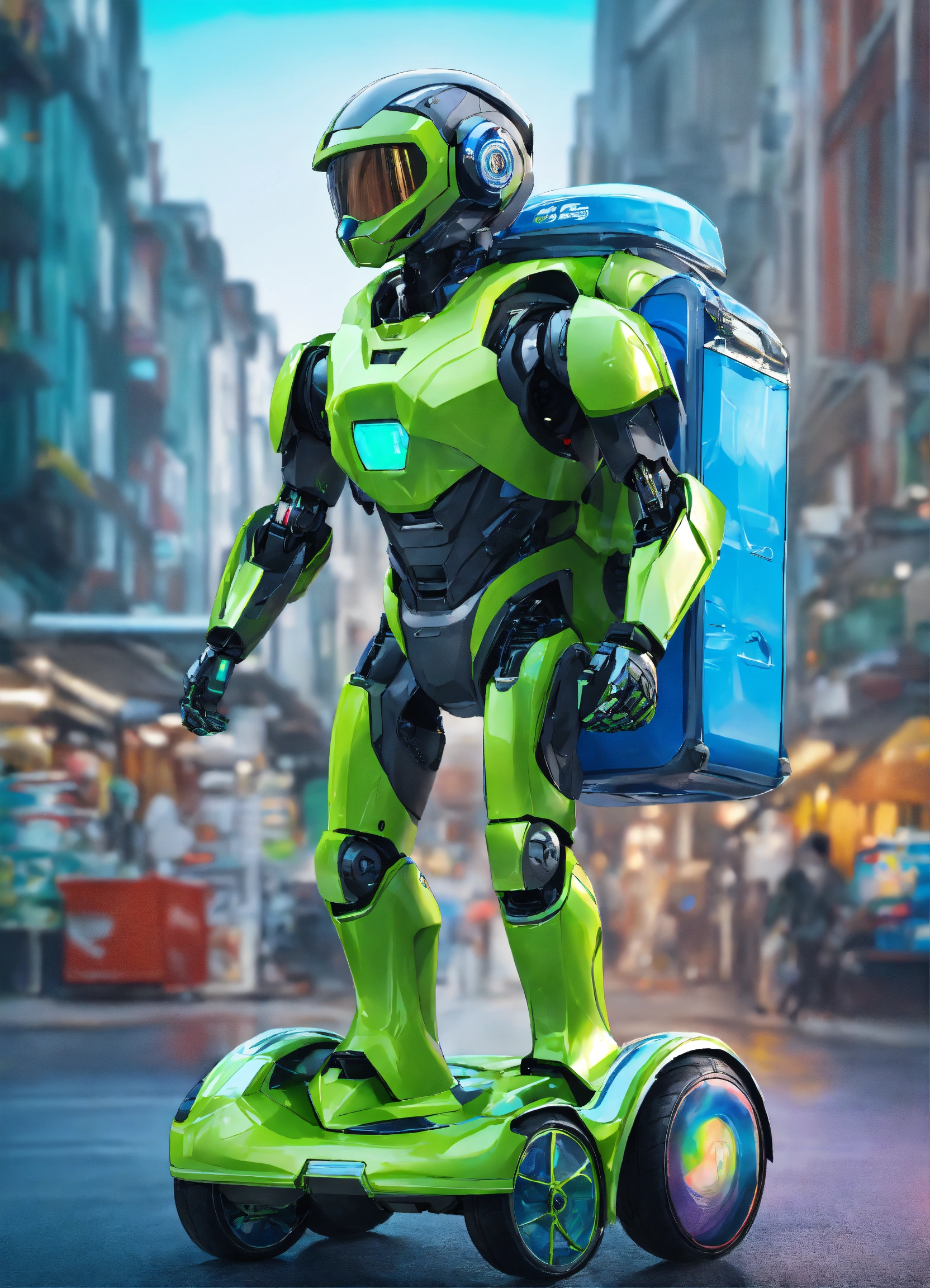 Lexica - A passionate male robot on hoverboard, realistic man face ...